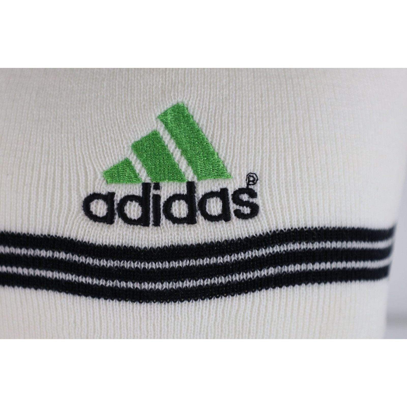 Adidas Vintage 90s Adidas Spell Out Striped Knit Winter Beanie Hat Size ONE SIZE - 2 Thumbnail