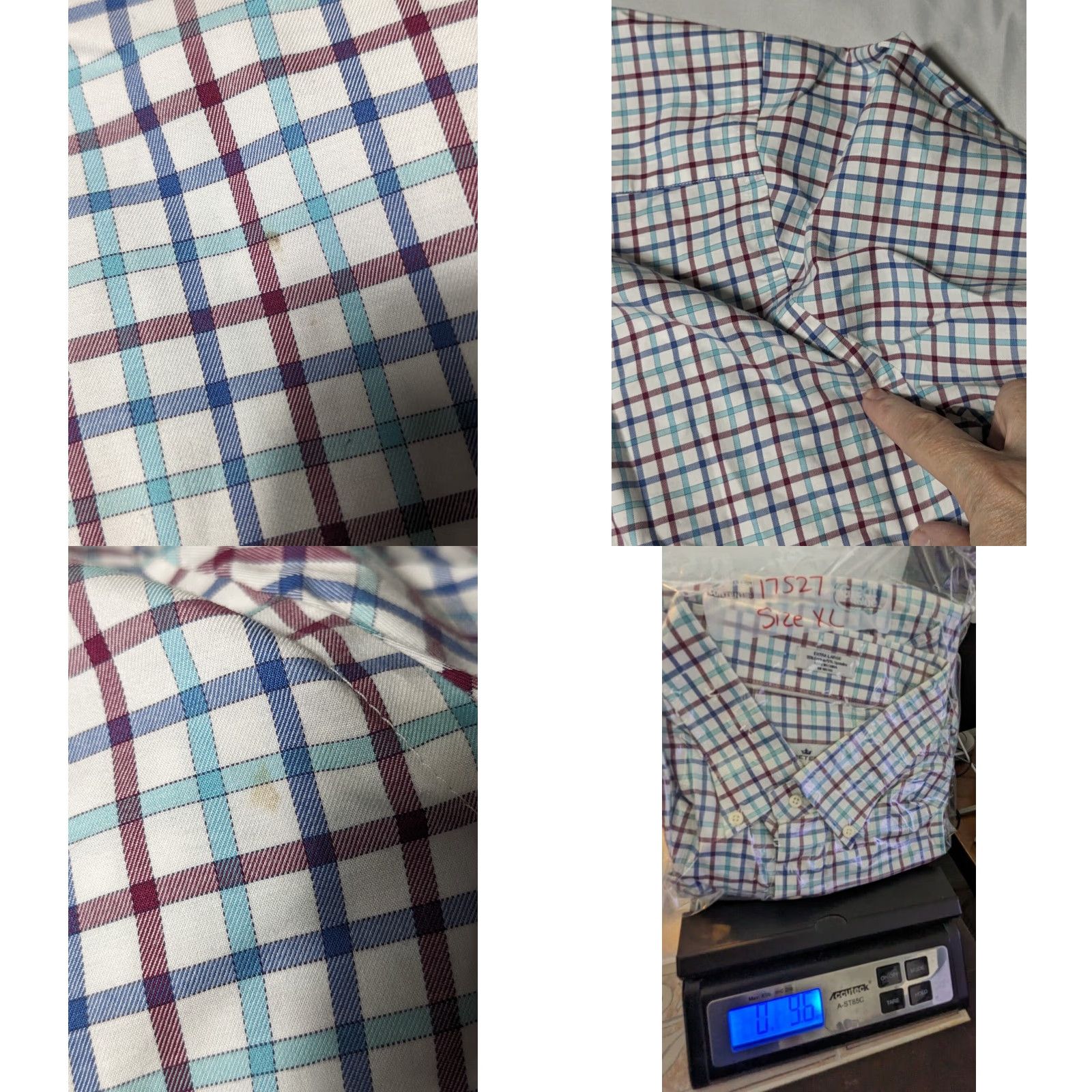 Peter Millar PETER MILLAR Button-Up Shirt Men XL Blue Burgundy Plaid Cotton Stretch Pin-Button Down Collared Shirt Size US XL / EU 56 / 4 - 11 Thumbnail