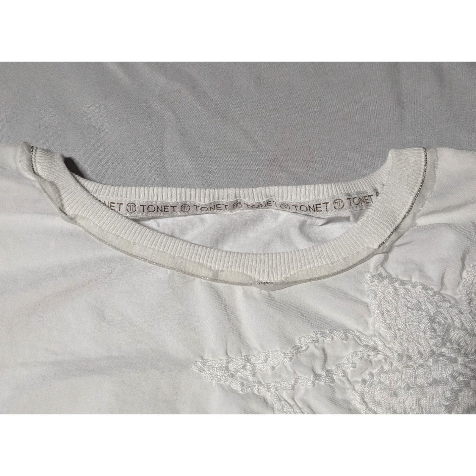Eton TONET Blouse Women White Cotton Viscose Embroidered Made In Italy 8 Short Sleeve Round Neck Pullover Regular Size M / US 6-8 / IT 42-44 - 5 Thumbnail