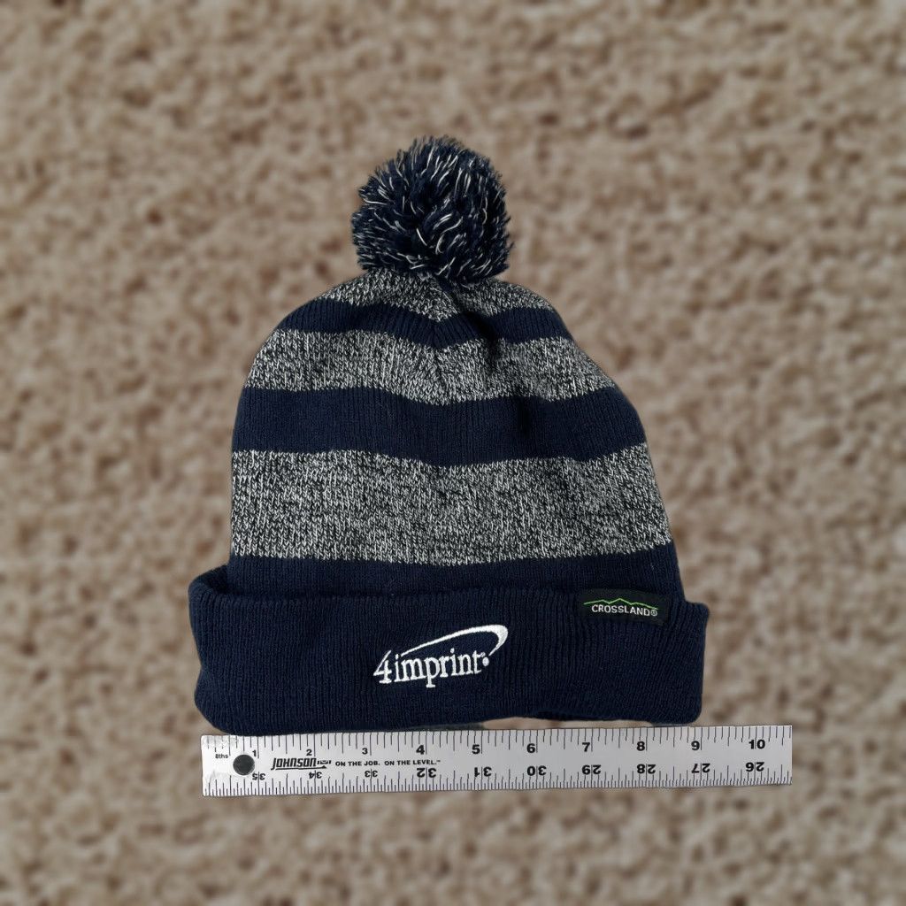 Vintage Crossland Beanie Hat Adult One Size Blue Stripe Knit 100% Acrylic Logo Outdoor Winter Size ONE SIZE - 1 Thumbnail