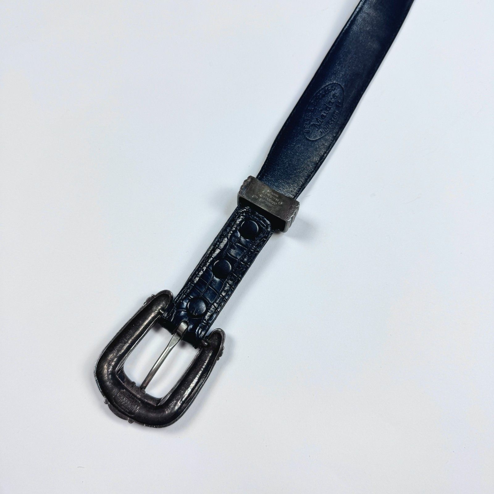 Sterling Silver Douglas Magnus Sterling 14k Gold Buckle Alligator Belt Size ONE SIZE - 15 Thumbnail