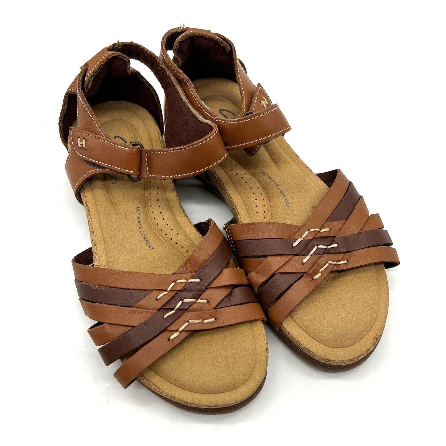 Clarks Clarks collection Women's 6 M Brown Leather Sandals Ankle Size US 6 / IT 36 - 1 Thumbnail