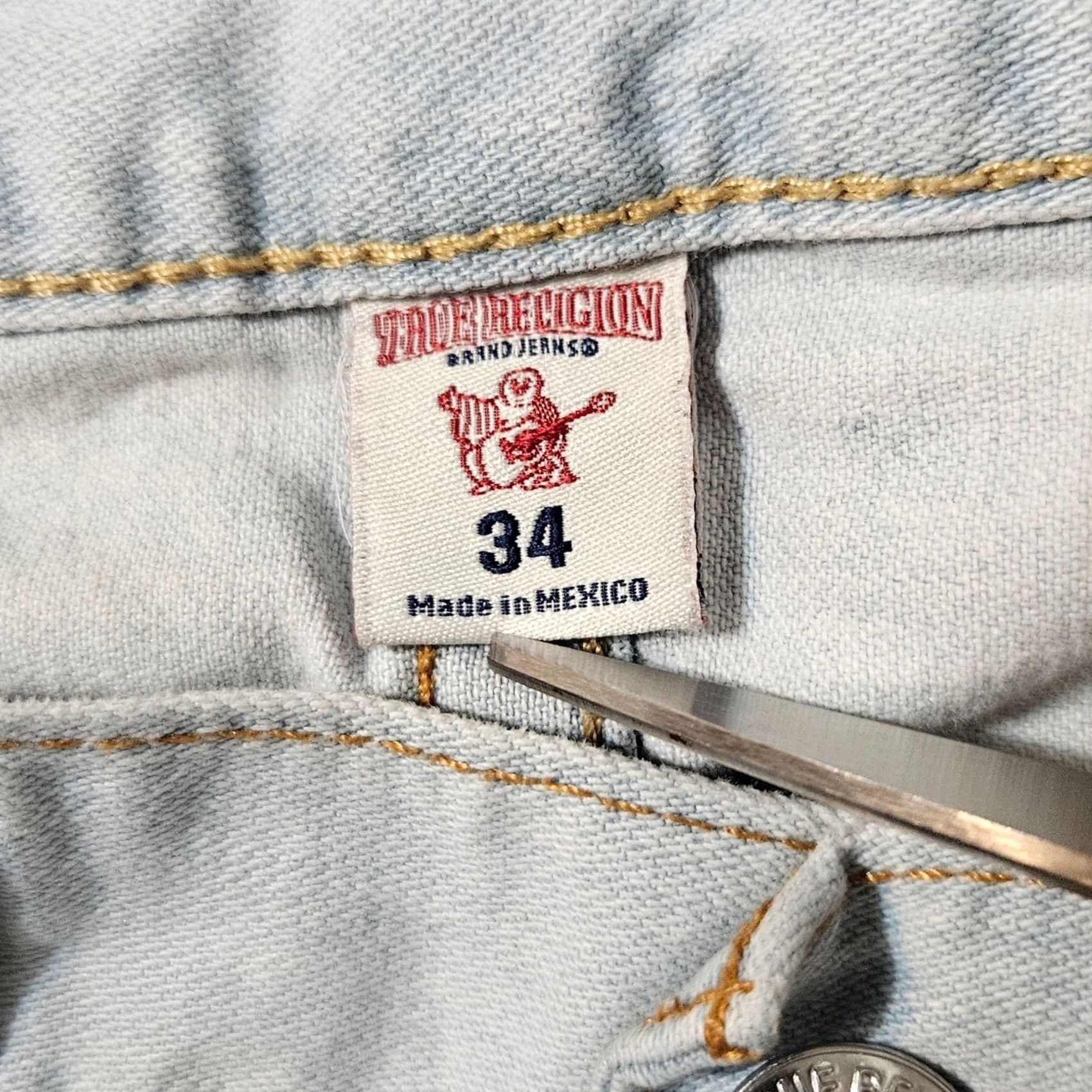 True Religion True Religion Jeans Mens 34 x 31 Light Blue Distressed Slim Size US 34 / EU 50 - 6 Thumbnail