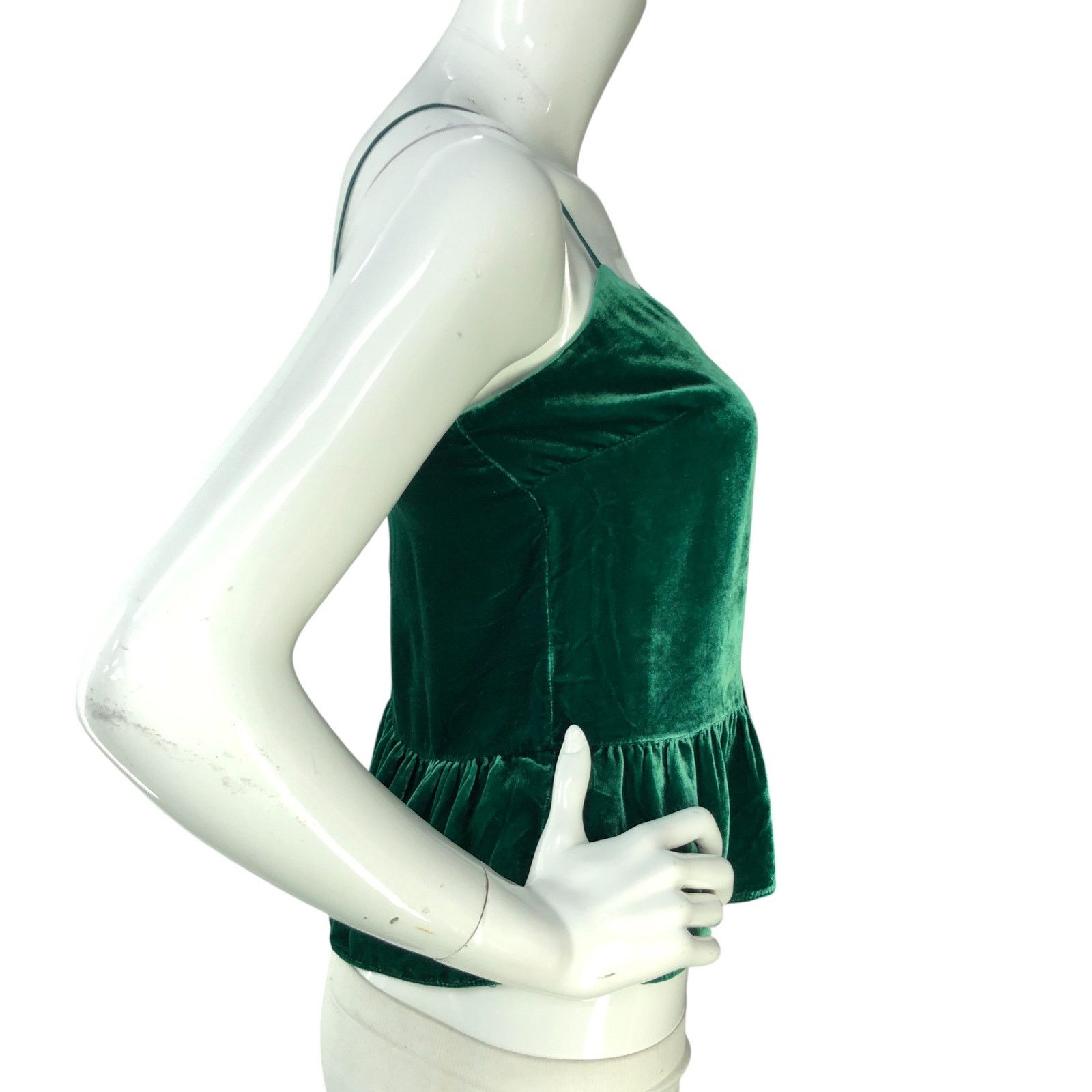 J.Crew J Crew Size 00P Top Velvet Peplum Cami Silk Blend Green Size XXS / US 00 / IT 34 - 9 Thumbnail