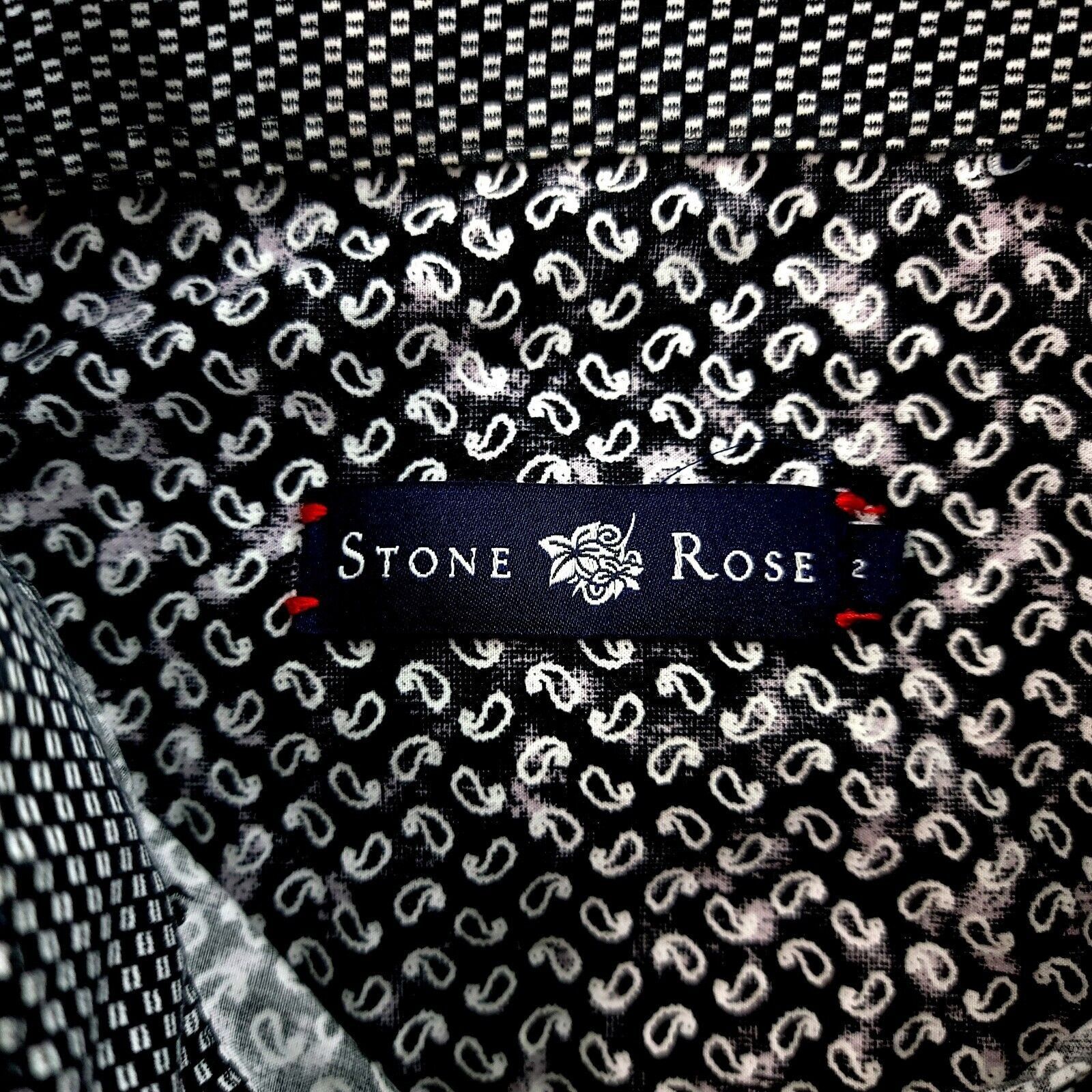 Stone Rose Stone Rose Size 2 Men's Paisley Gray Flip Cuff Cotton Collar Size US XS / EU 42 / 0 - 8 Thumbnail