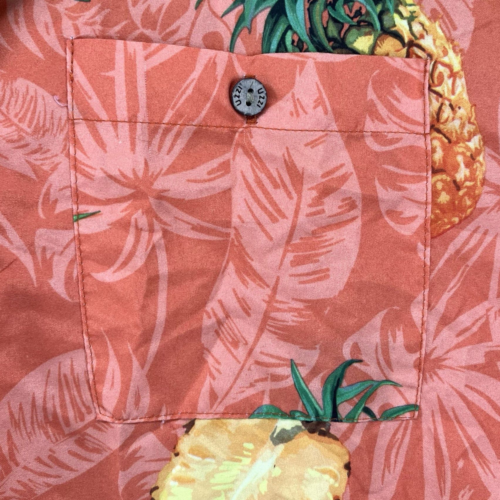 FUZZI VINTAGE Uzzi Mens Hawaiian Pineapple Shirt M Regular Button-Up Short Sleeve Floral Orange Beach Retro Tropical Island 46 in Mens Size US M / EU 48-50 / 2 - 6 Thumbnail