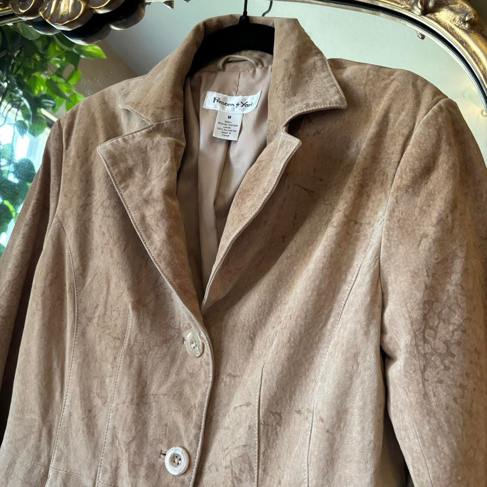 Preston & York Vintage Preston & York Tan Suede Leather Jacket Medium Y2K Size M / US 6-8 / IT 42-44 - 5 Thumbnail