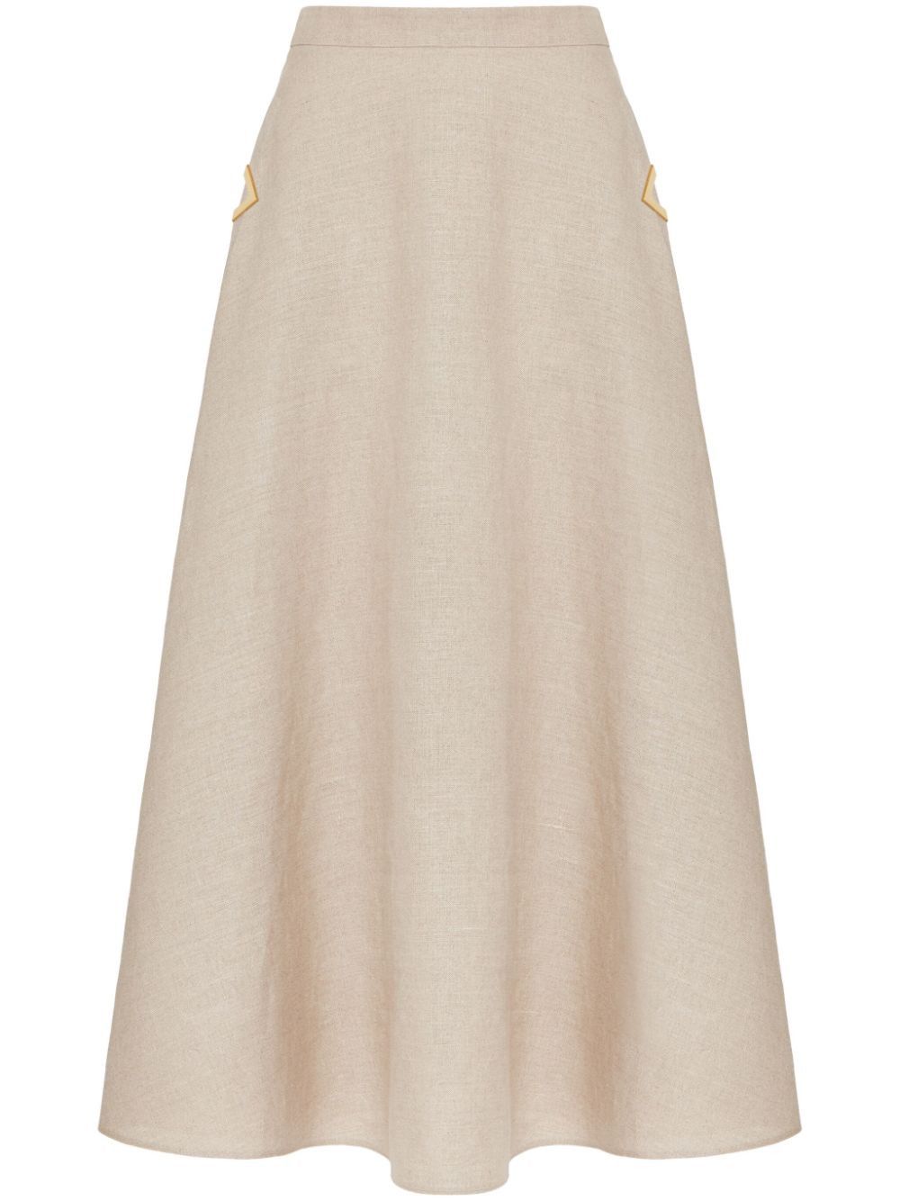 Valentino o1s22i1n0924 Linen Canvas Skirt in Beige Size 27" / US 4 / IT 40 - 1 Thumbnail