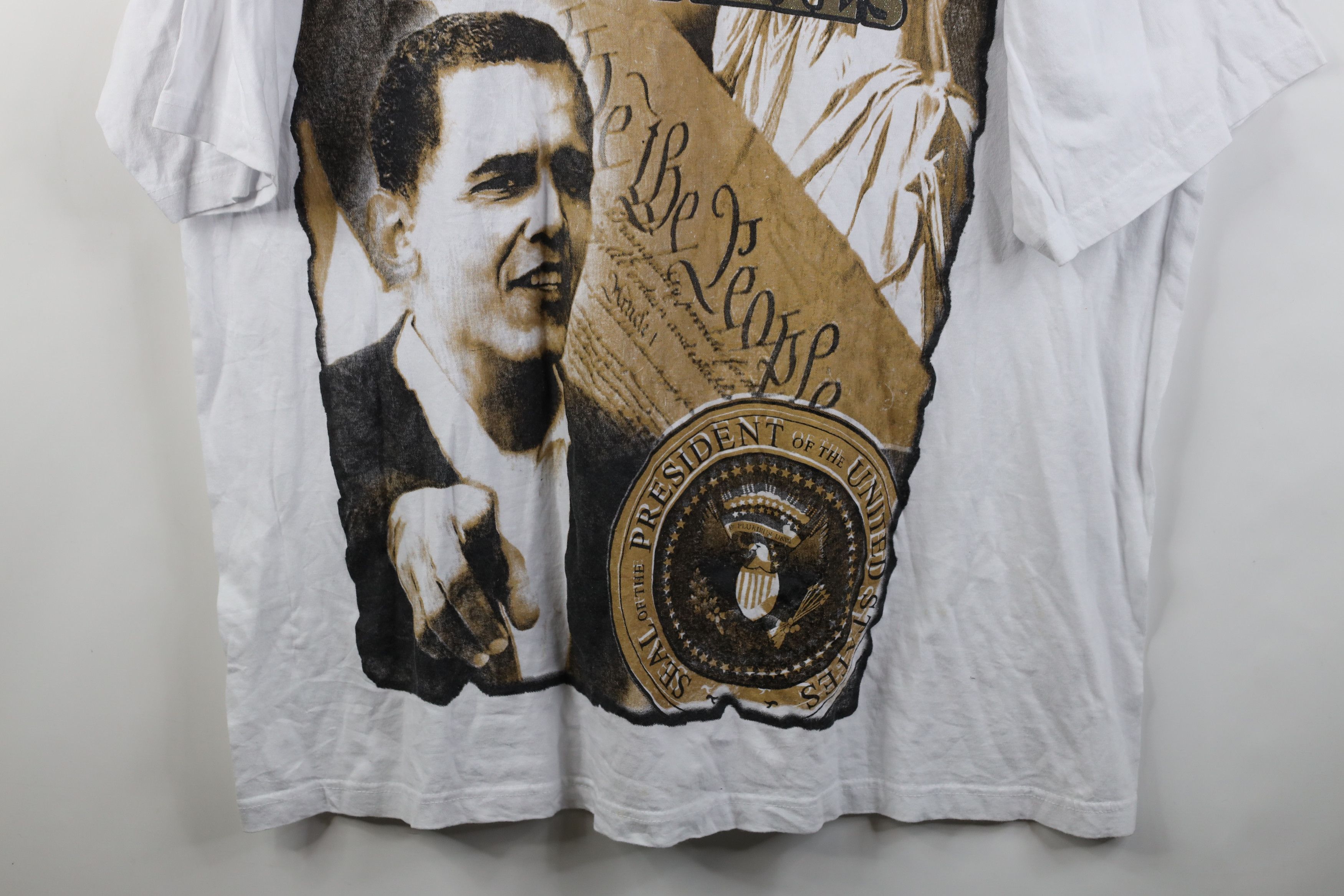 Vintage Vintage Y2K Streetwear Barack Obama Rap Tee T-Shirt White Size US XXL / EU 58 / 5 - 3 Thumbnail