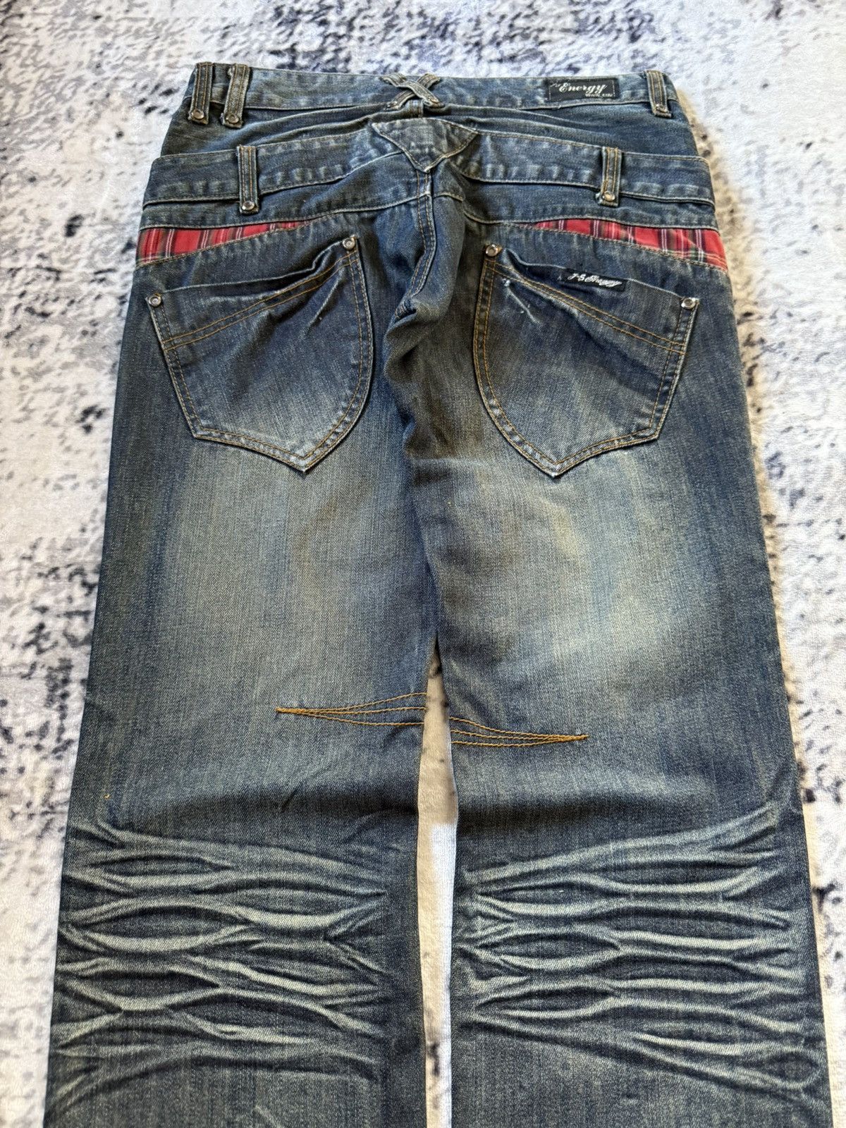 Japanese Brand Vintage Junya Watanabe Tornado Mart Style Double Waist Jeans Size US 30 / EU 46 - 13 Thumbnail