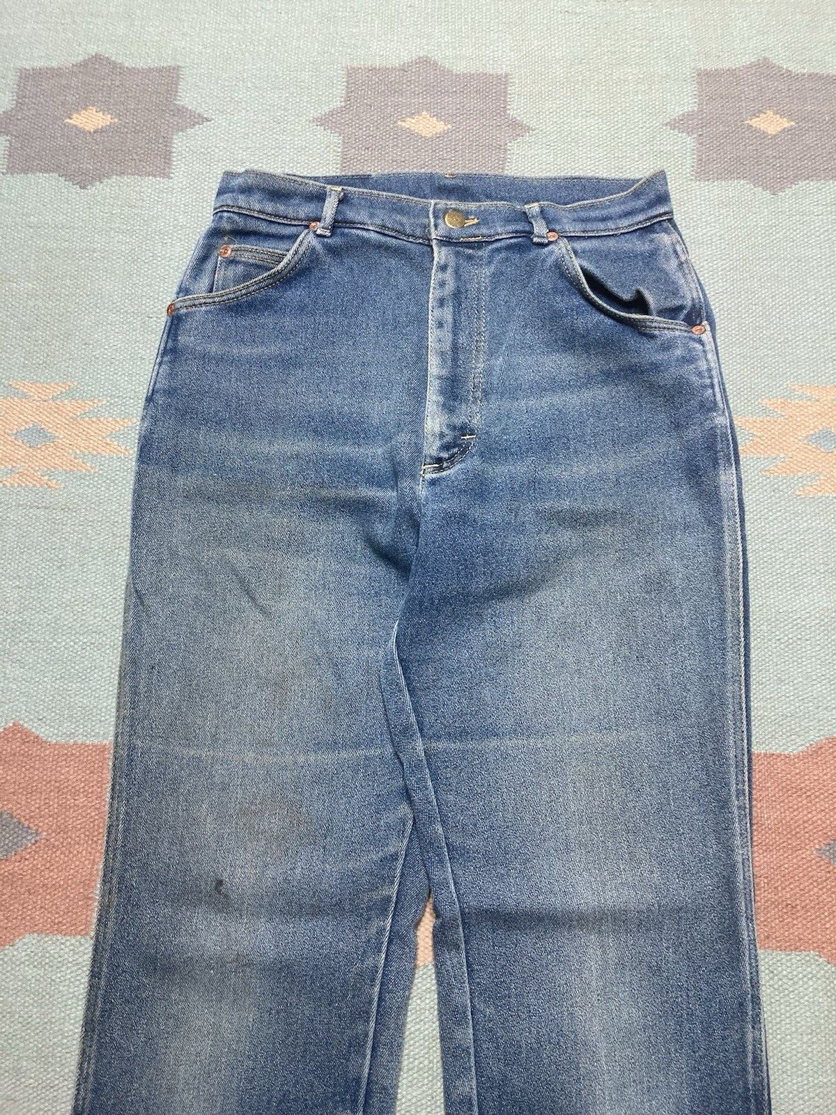 Vintage 70s lee riders jeans faded worn whiskers straight 14 28x32 Size 28" / US 6 / IT 42 - 3 Thumbnail
