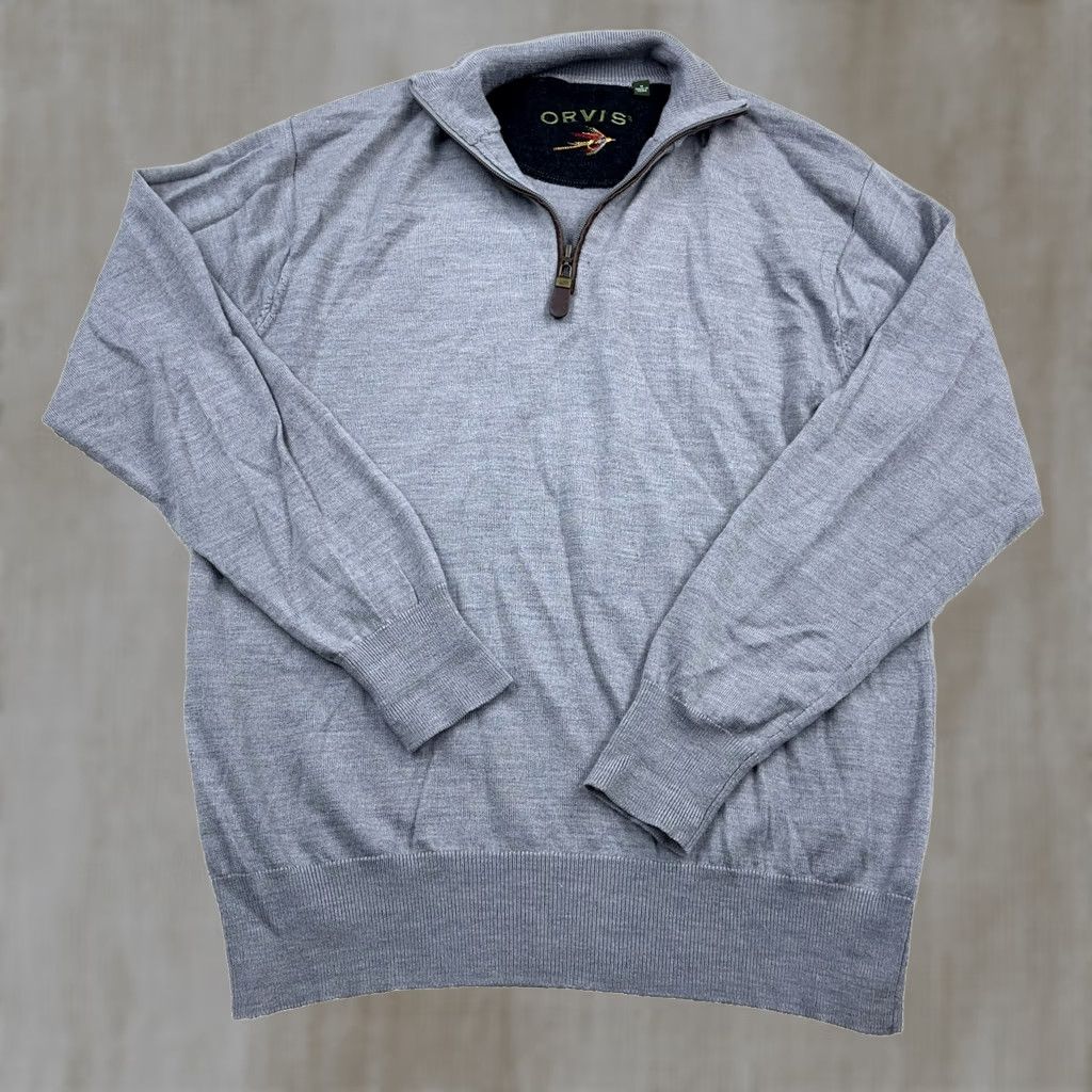 Orvis Orvis Sweater Pullover Merino Wool 1/4 Zip Quilted Lightweight Mock Neck Mens M Gray Full Zip? Size US M / EU 48-50 / 2 - 1 Thumbnail