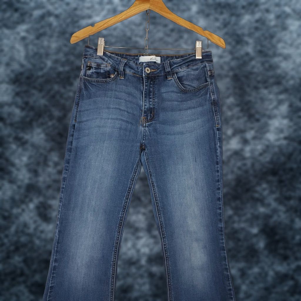 Vintage VINTAGE KanCan Bootcut Jeans Dark Wash High Rise Womens Sz 28 5-Pocket Distressed Stretch Blue Jeans 90s Bohemian City Womens Size 28" / US 6 / IT 42 - 1 Thumbnail