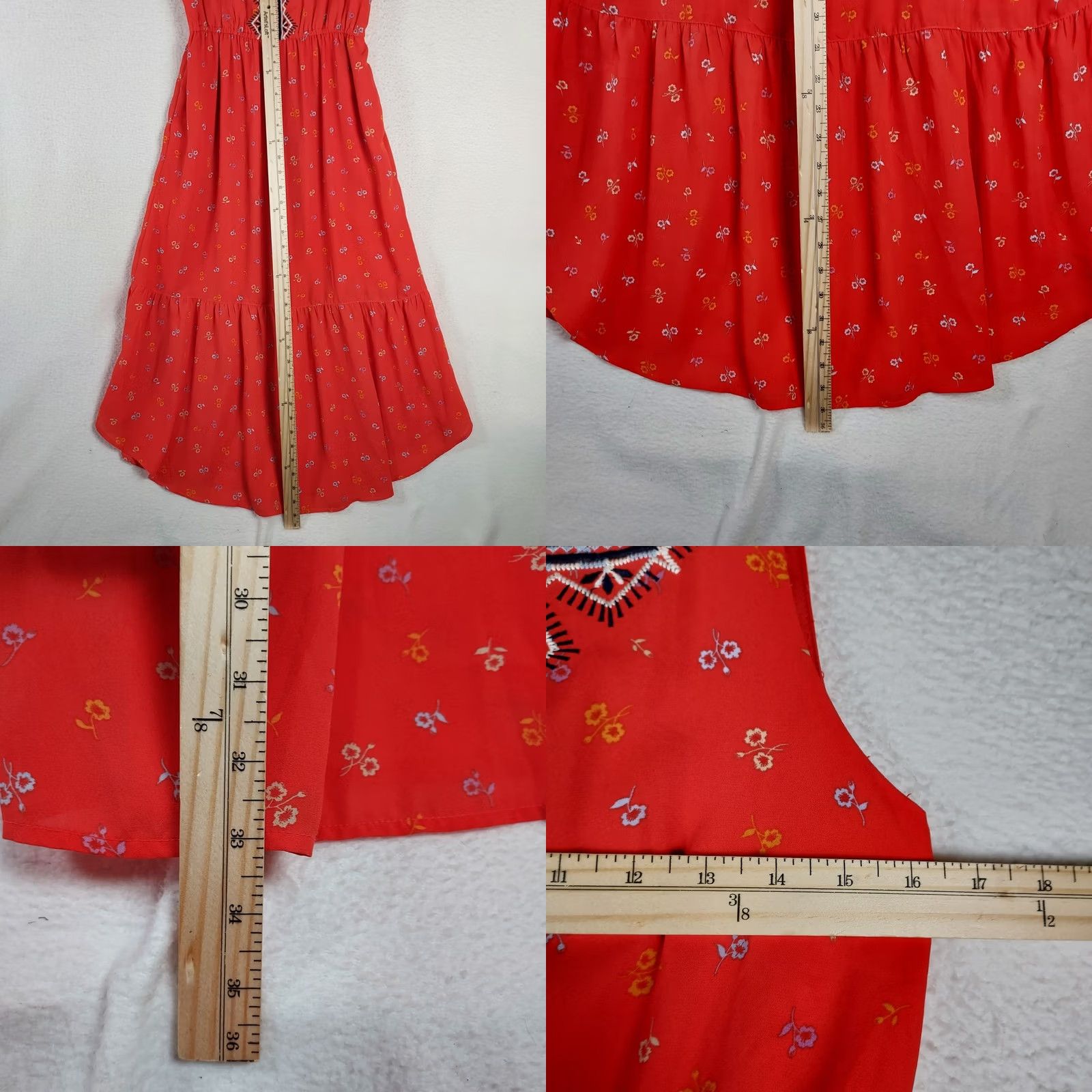 Gap GAP Women’s Sleeveless Red Floral Maxi Dress Embroidered Neckline Size Small Size S / US 4 / IT 40 - 8 Thumbnail