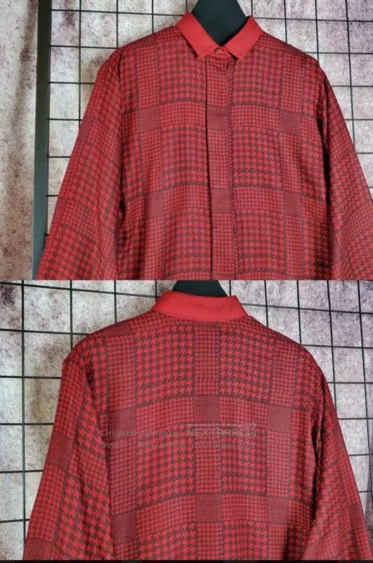 Dior Dior Red Houndstooth Wool Blend Short Sleeve Shirt . Size US M / EU 48-50 / 2 - 3 Thumbnail