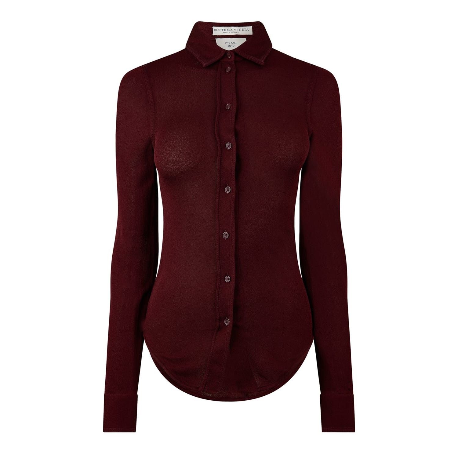 Bottega Veneta Slim Fit Short Sleeve Knit Top in Red