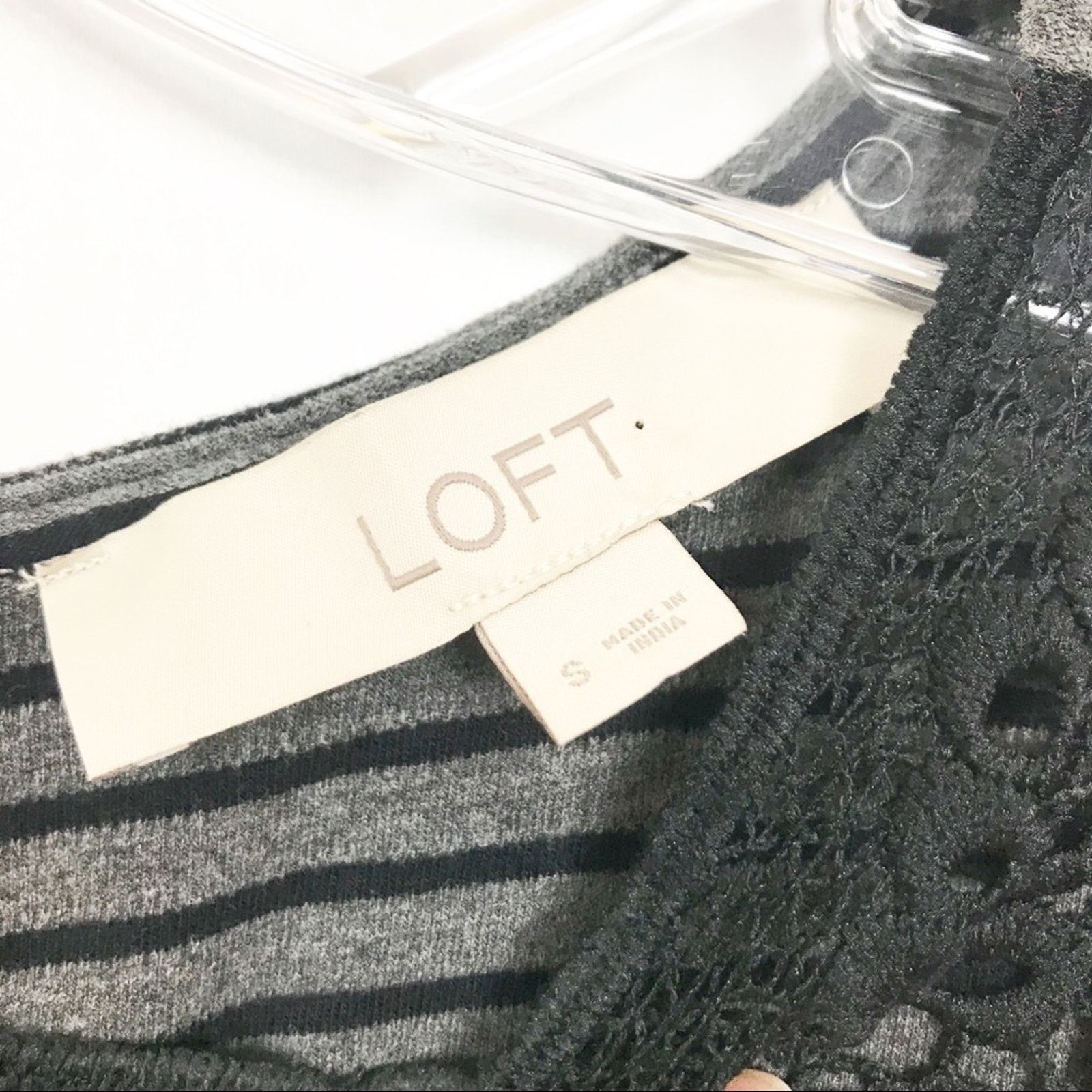 Loft Ann Taylor Loft Black/Gray Striped Lace Dress Sz S Size S / US 4 / IT 40 - 4 Thumbnail