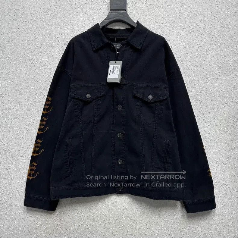 Balenciaga Balenciaga Sanskrit Mud-Dyed Destroyed Denim Jacket Size US L / EU 52-54 / 3 - 2 Thumbnail