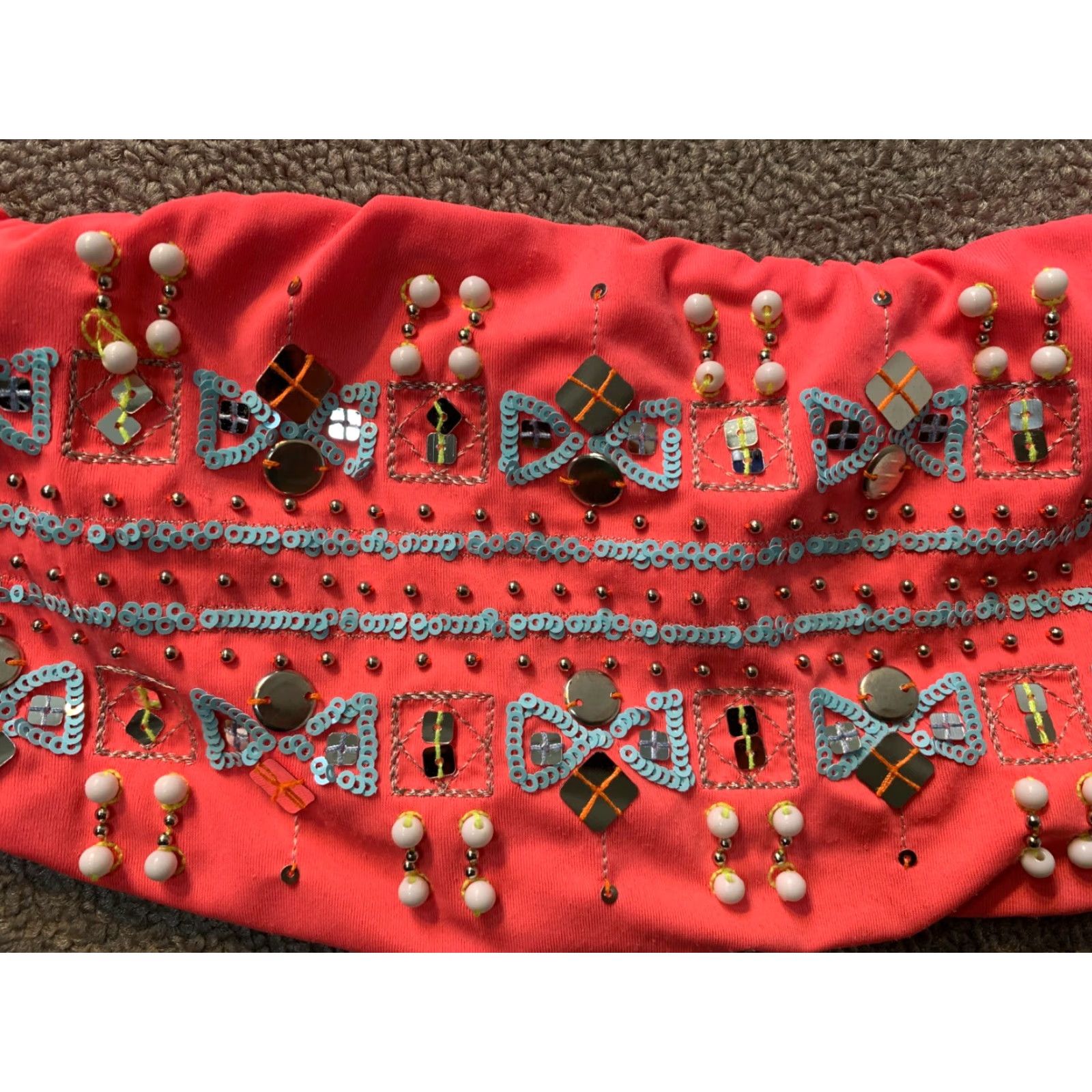 Victoria's Secret Victoria's Secret Bikini Top Large L Womens Beaded Sequins Tie Back Size L / US 10 / IT 46 - 2 Thumbnail