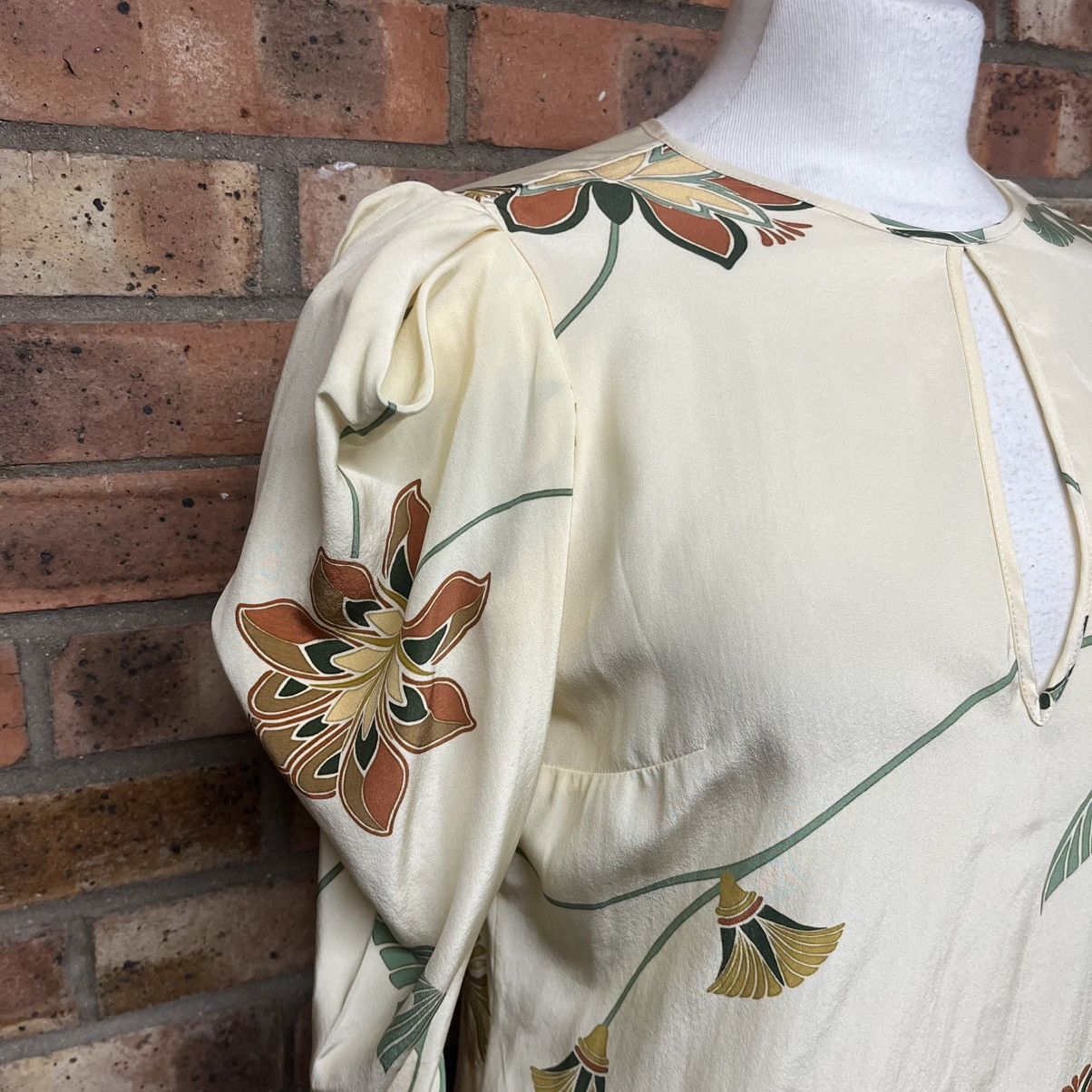 Other Johanna Ortiz Cheerful Midnight Puffed Sleeve Silk Blouse Size XS / US 0-2 / IT 36-38 - 2 Thumbnail