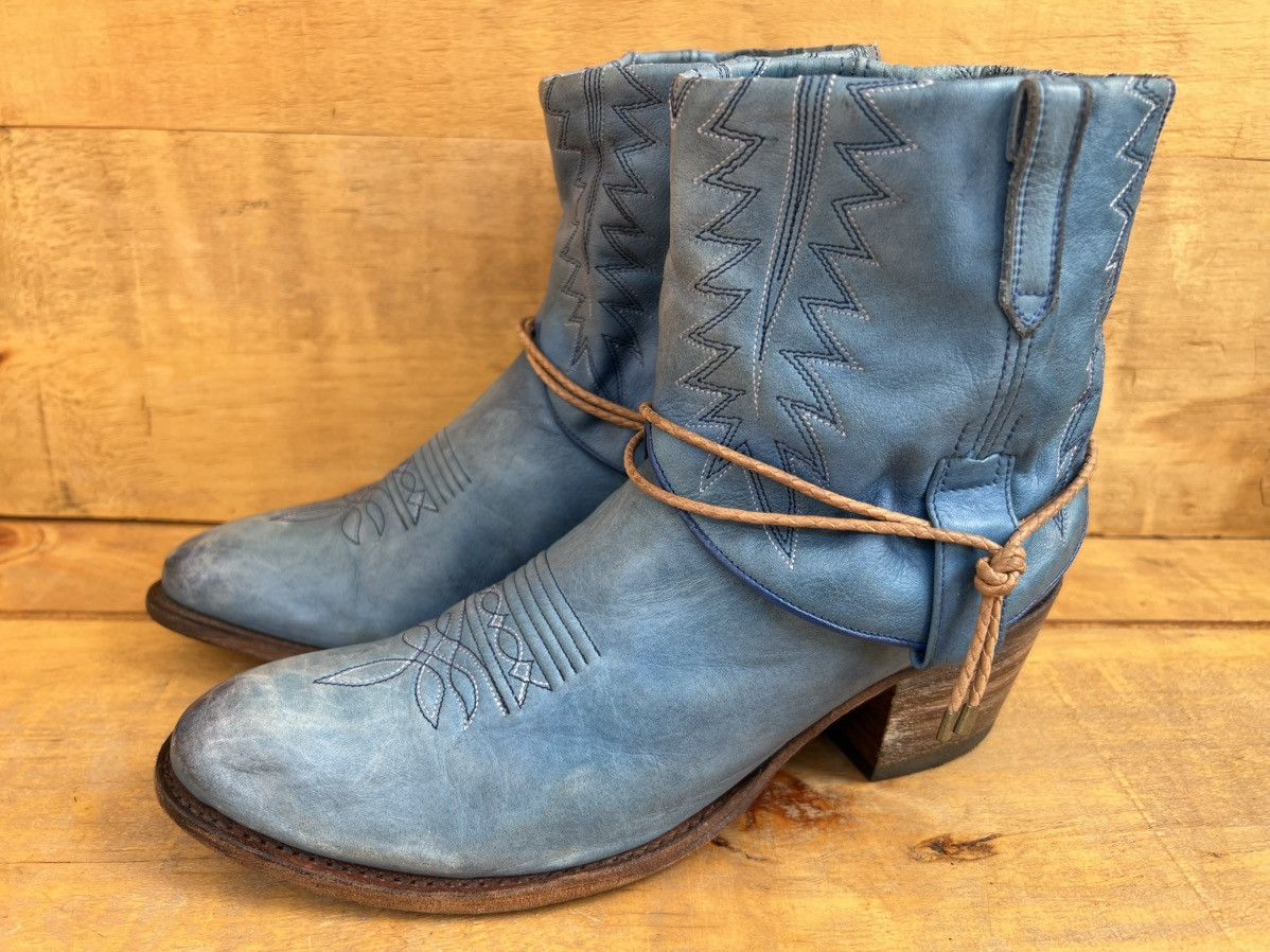 Sendra Sendra Western Biker Blue Leather Boots Size US 11 / IT 41 - 4 Thumbnail