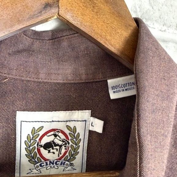 Vintage Cinch Western Solid Antique Brown Chest Pocket Button Down Shirt Mens LARGE Size US L / EU 52-54 / 3 - 4 Thumbnail