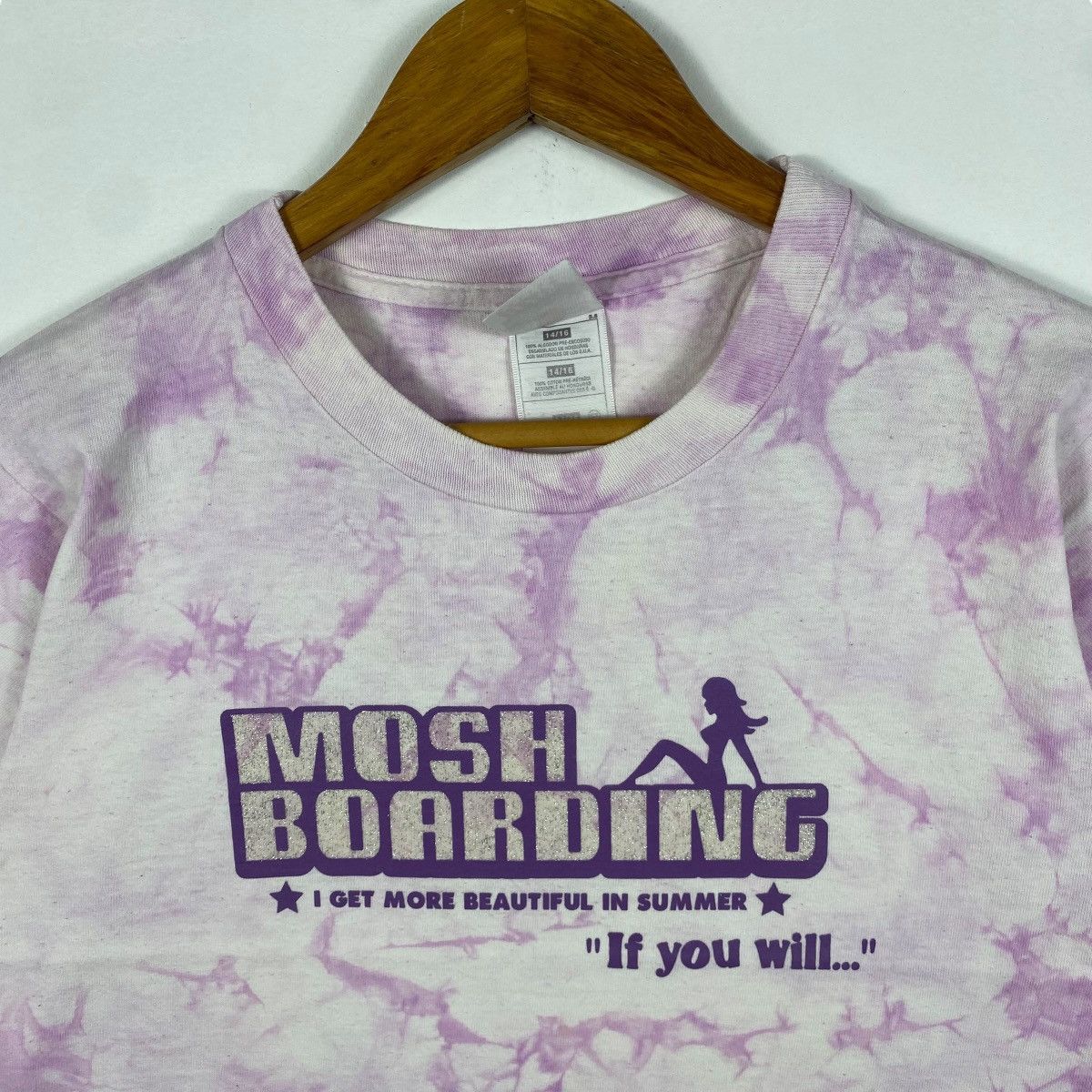 Vintage Vintage 90's MOSH BOARDING Graphic Tye Dye Women Tops Tee Size S / US 4 / IT 40 - 2 Thumbnail
