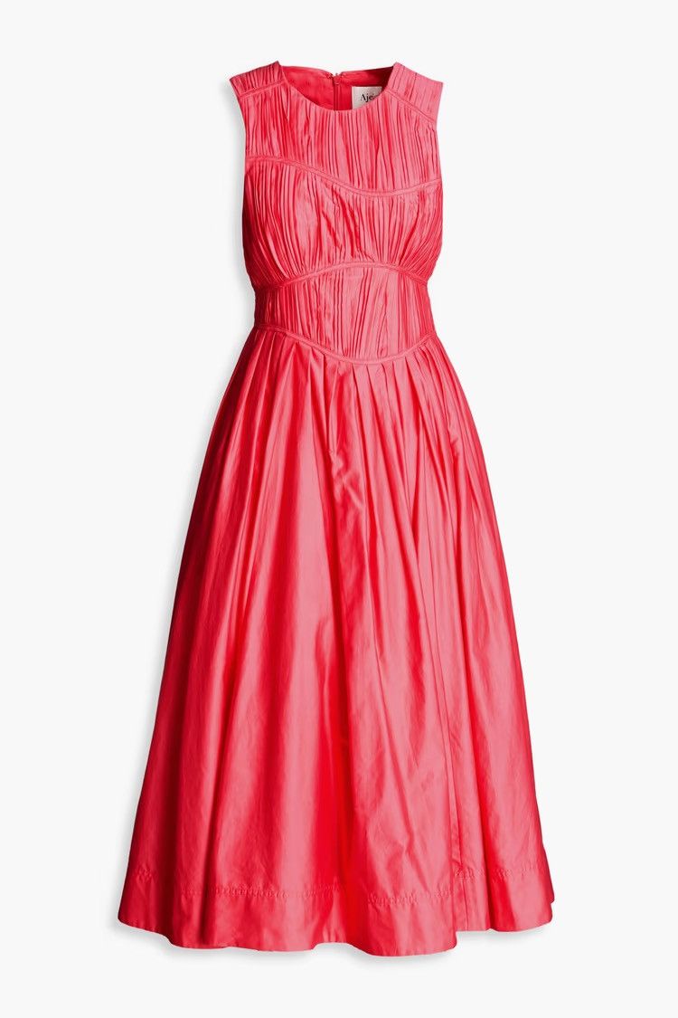 Aje AJE Nya pleated cotton-taffeta midi dress Bubblegum UK 4 Size XS / US 0-2 / IT 36-38 - 2 Thumbnail