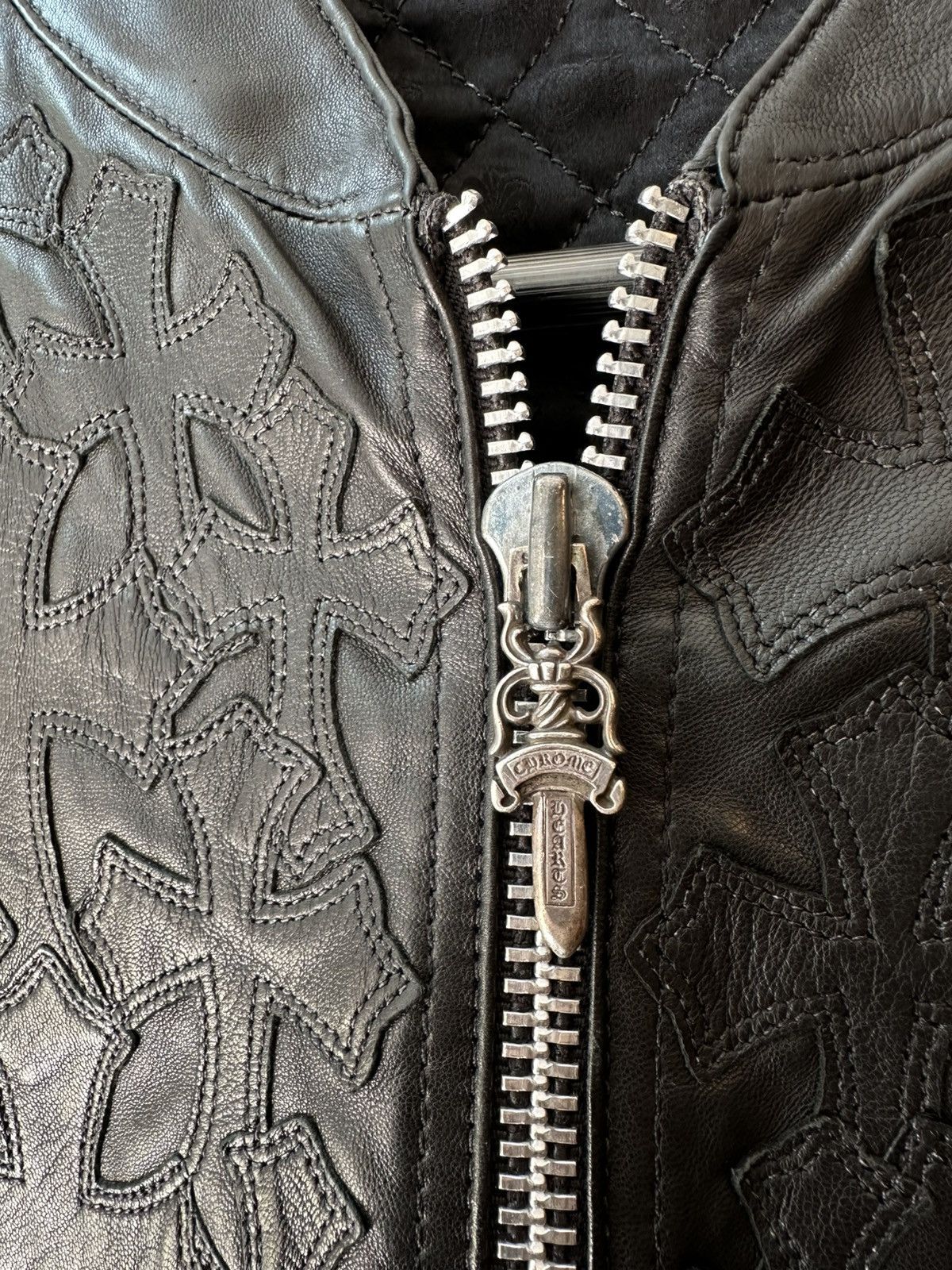 Chrome Hearts FLOODED CHROME HEARTS LEATHER ZIP VEST Size US M / EU 48-50 / 2 - 6 Thumbnail