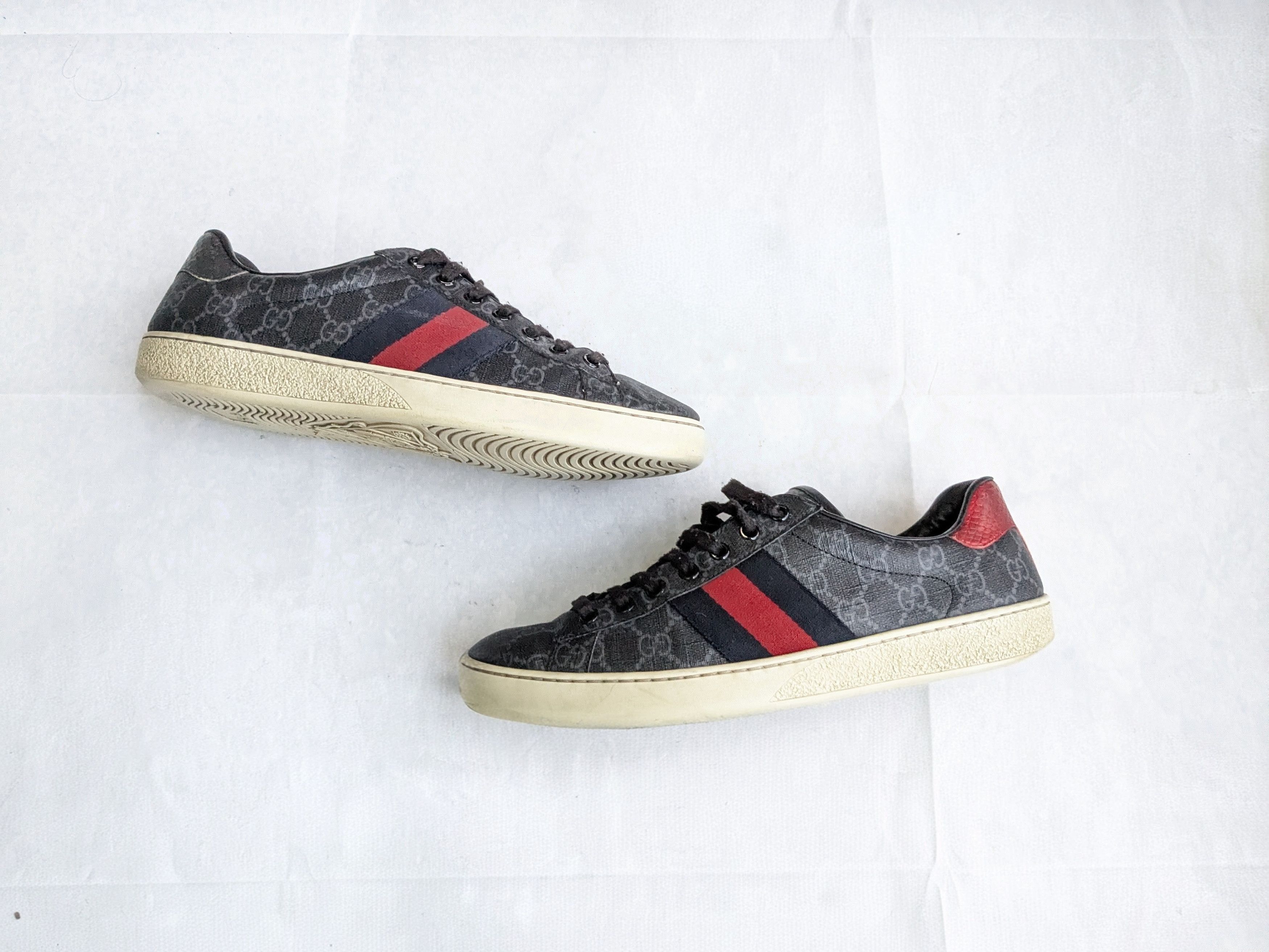 Gucci Gucci Ace GG Monogram Sneakers Black 9 Logo Size US 9 / EU 42 - 1 Thumbnail