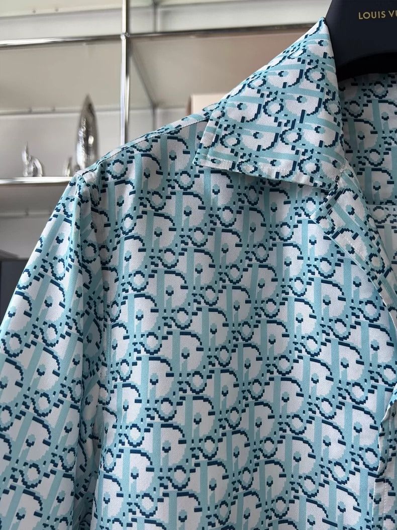 Dior Dior Size 37 Blue old flower full print logo mulberry silk Size US XXS / EU 40 - 3 Thumbnail
