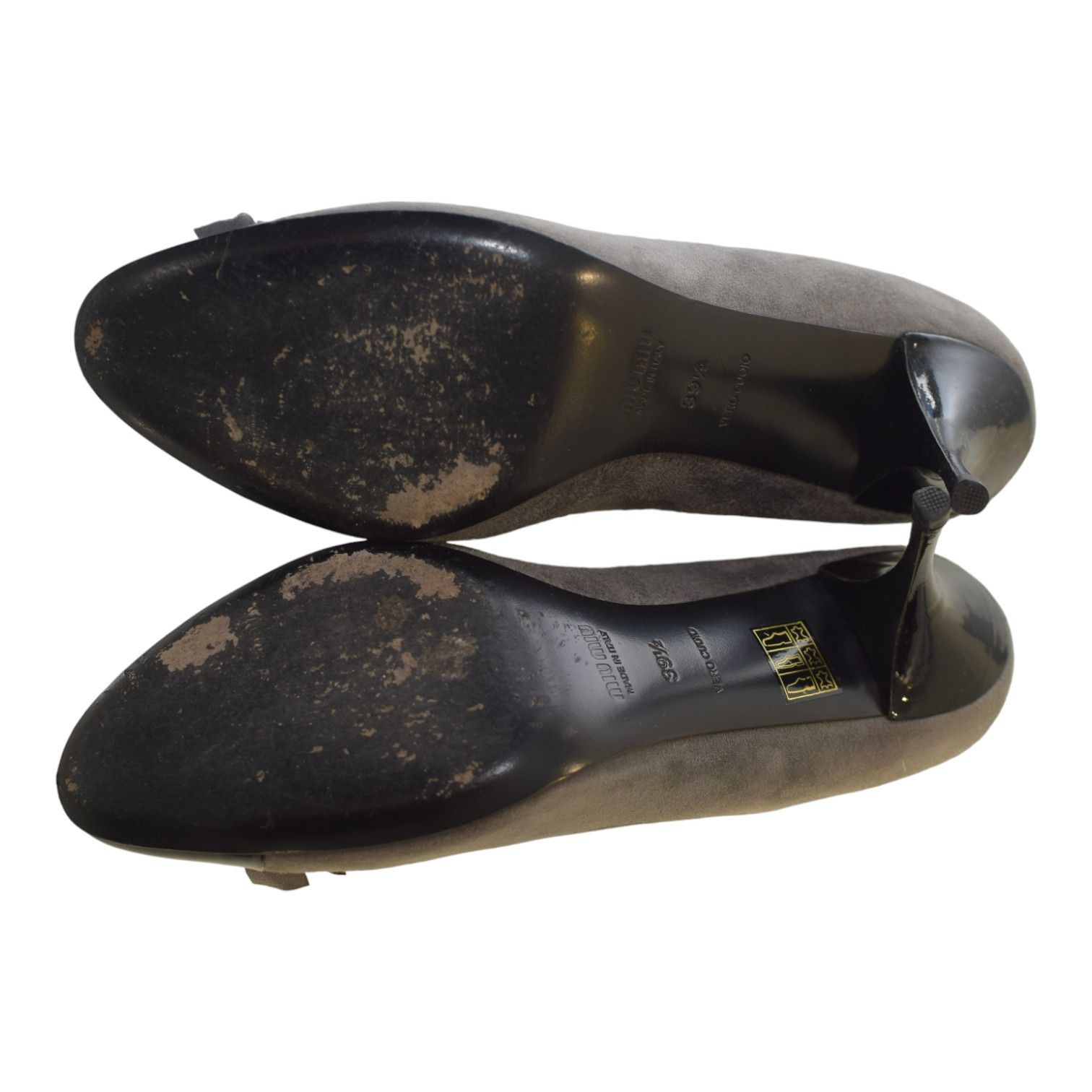 Miu Miu Miu Miu Suede Bow Pumps–Gray with Black Patent Cap Toe Size US 9.5 / IT 39.5 - 11 Thumbnail