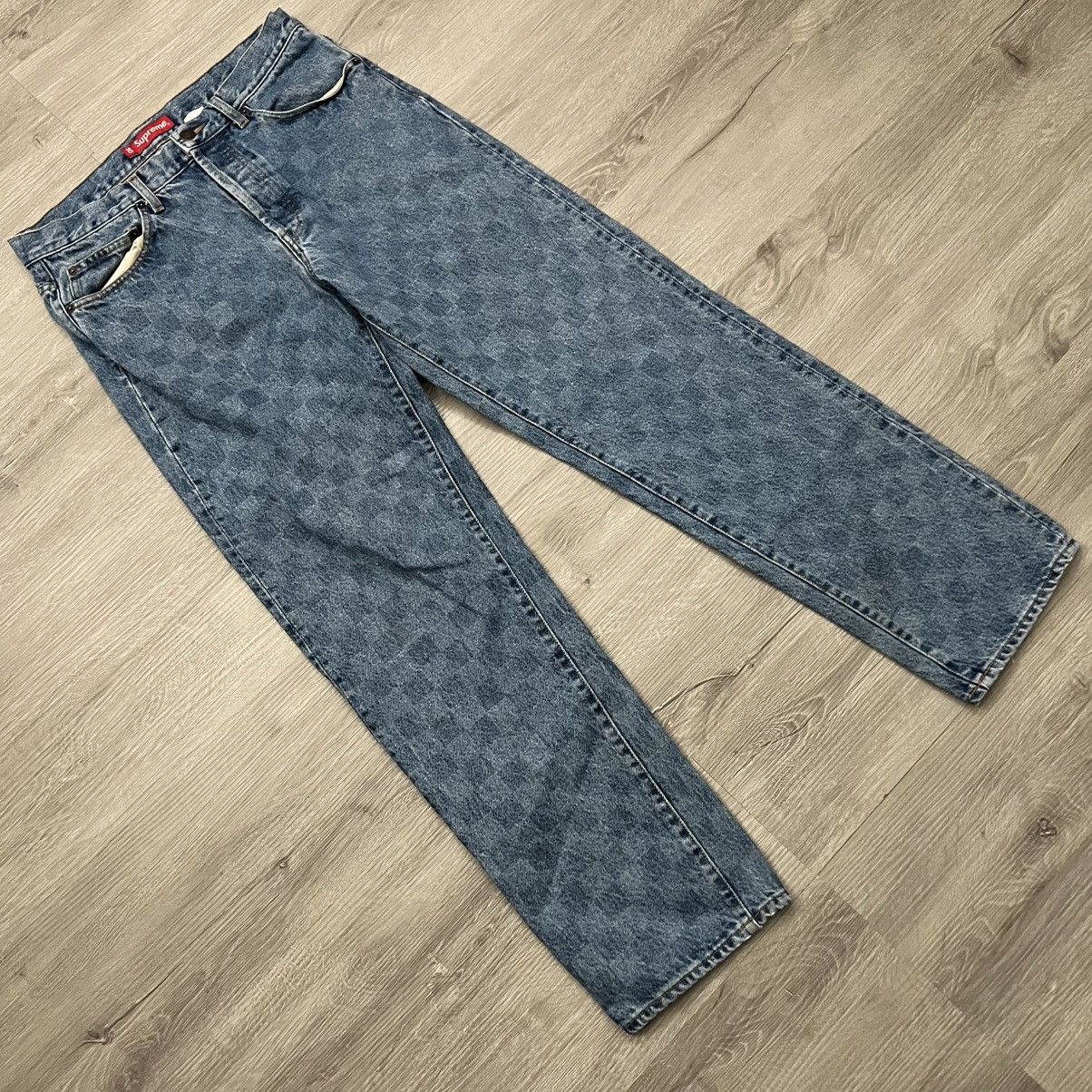 Supreme [30] Supreme Regular Jean (FW20) Washed Checkerboard | Grailed
