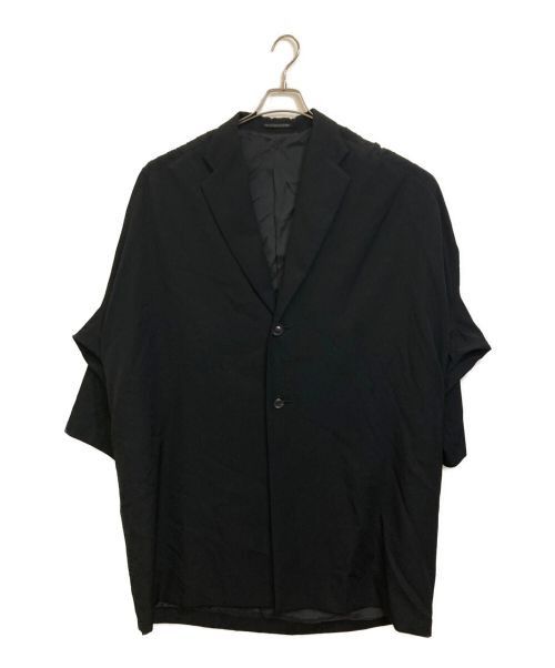 image of B Yohji Yamamoto Back Pleated Long Wool Coat in Black, Men's (Size Small)