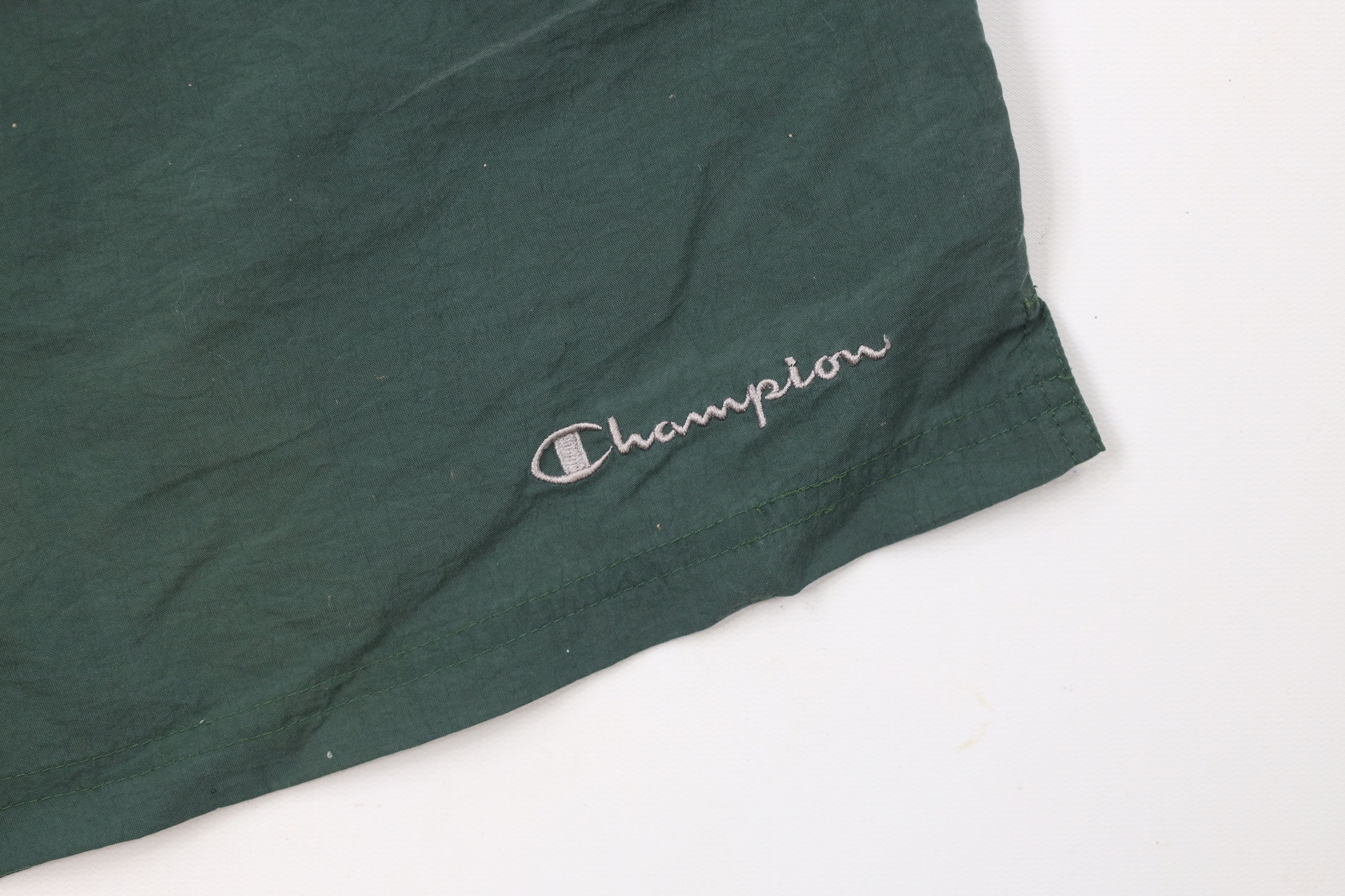 Champion × Vintage Vintage 90s Champion Spell Out Lined Shorts Baggies Green Size US 36 / EU 52 - 5 Thumbnail