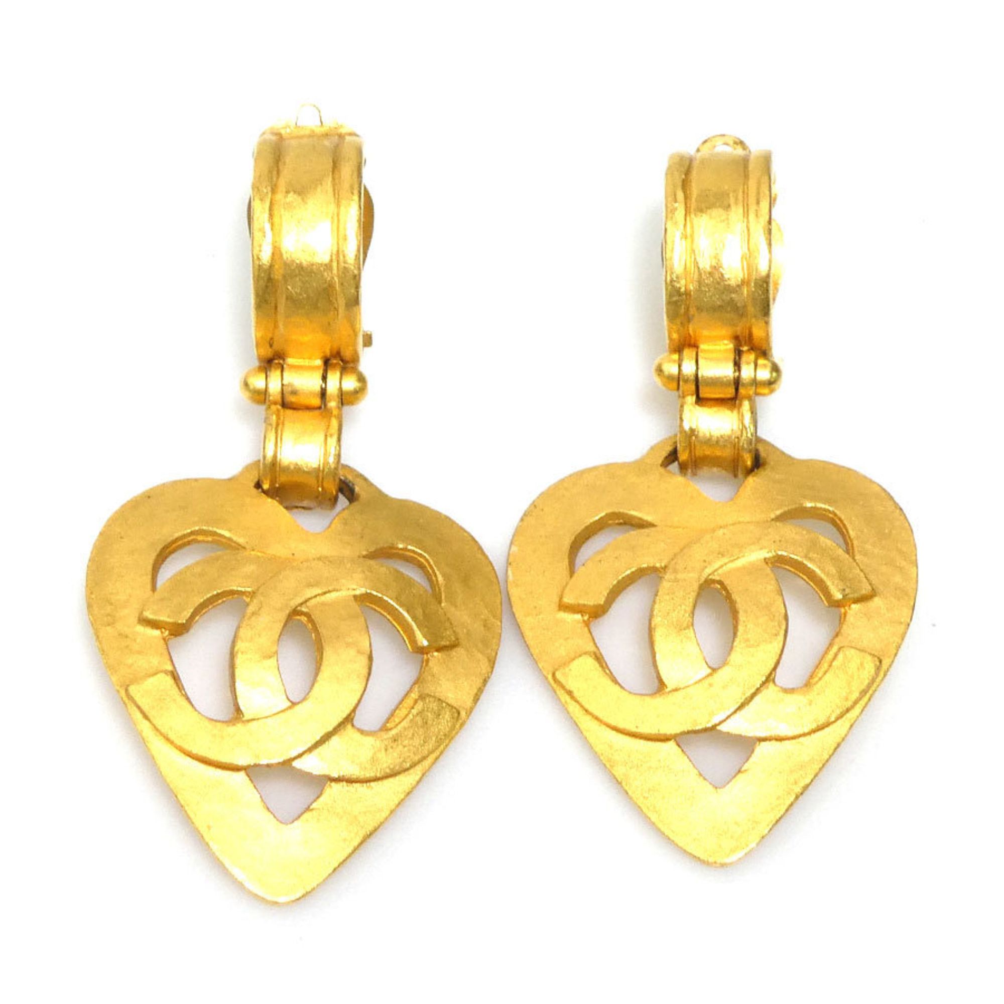 Chanel CHANEL Coco Mark Heart Metal Gold Earrings for Women e60768n Size ONE SIZE - 1 Thumbnail