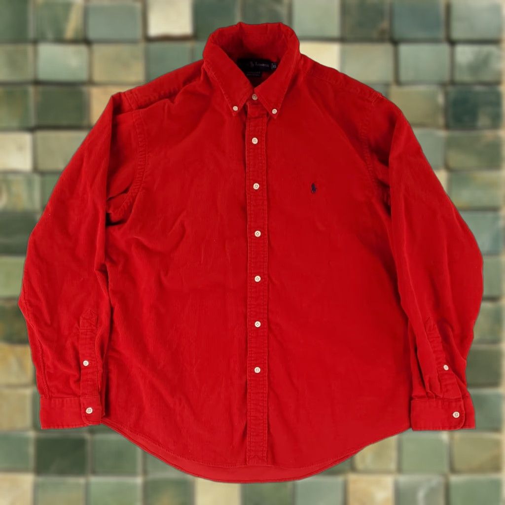 Ralph Lauren Ralph Lauren Shirt Corduroy Button Down Custom Fit Red Long Sleeve Mens XL Size US XL / EU 56 / 4 - 1 Thumbnail