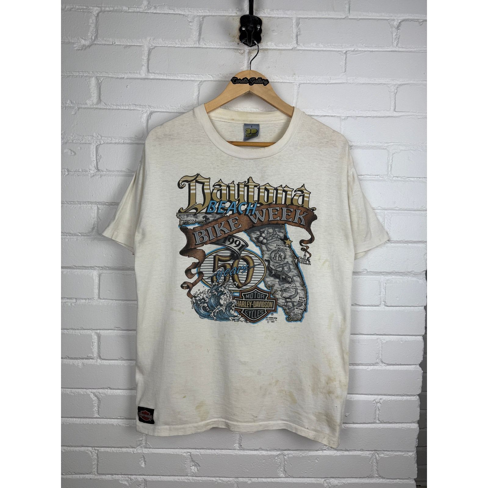 Vintage Vintage 1991 Harley Davidson 3D Emblem Dayton Beach L 90s Size US L / EU 52-54 / 3 - 1 Thumbnail