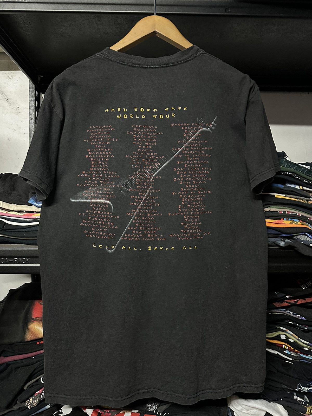 Band Tees × Hard Rock Cafe × Vintage Vintage 90s HRC World Tour Faded Tee Size US L / EU 52-54 / 3 - 1 Thumbnail