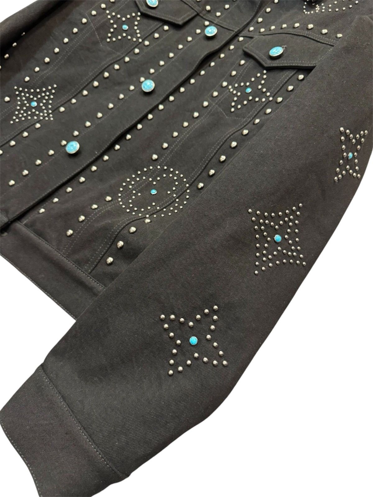 Louis Vuitton Louis Vuitton 52 Turquoise Studded Denim Jacket Black Size US L / EU 52-54 / 3 - 5 Thumbnail