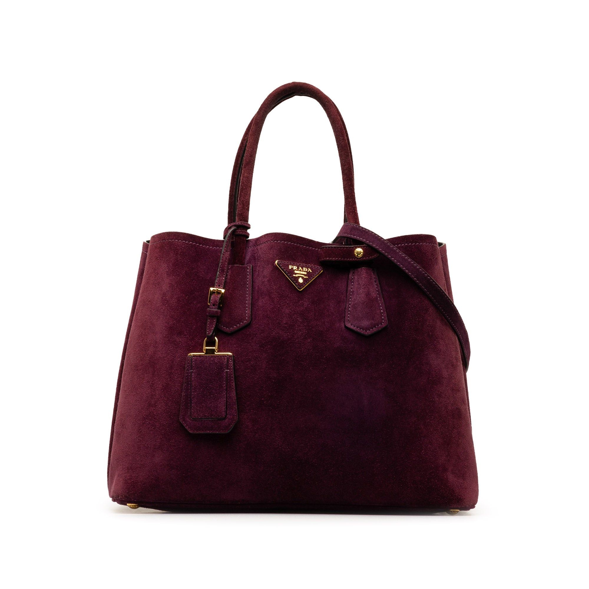 image of Prada Scamosciato Double Satchel in Purple, Women's