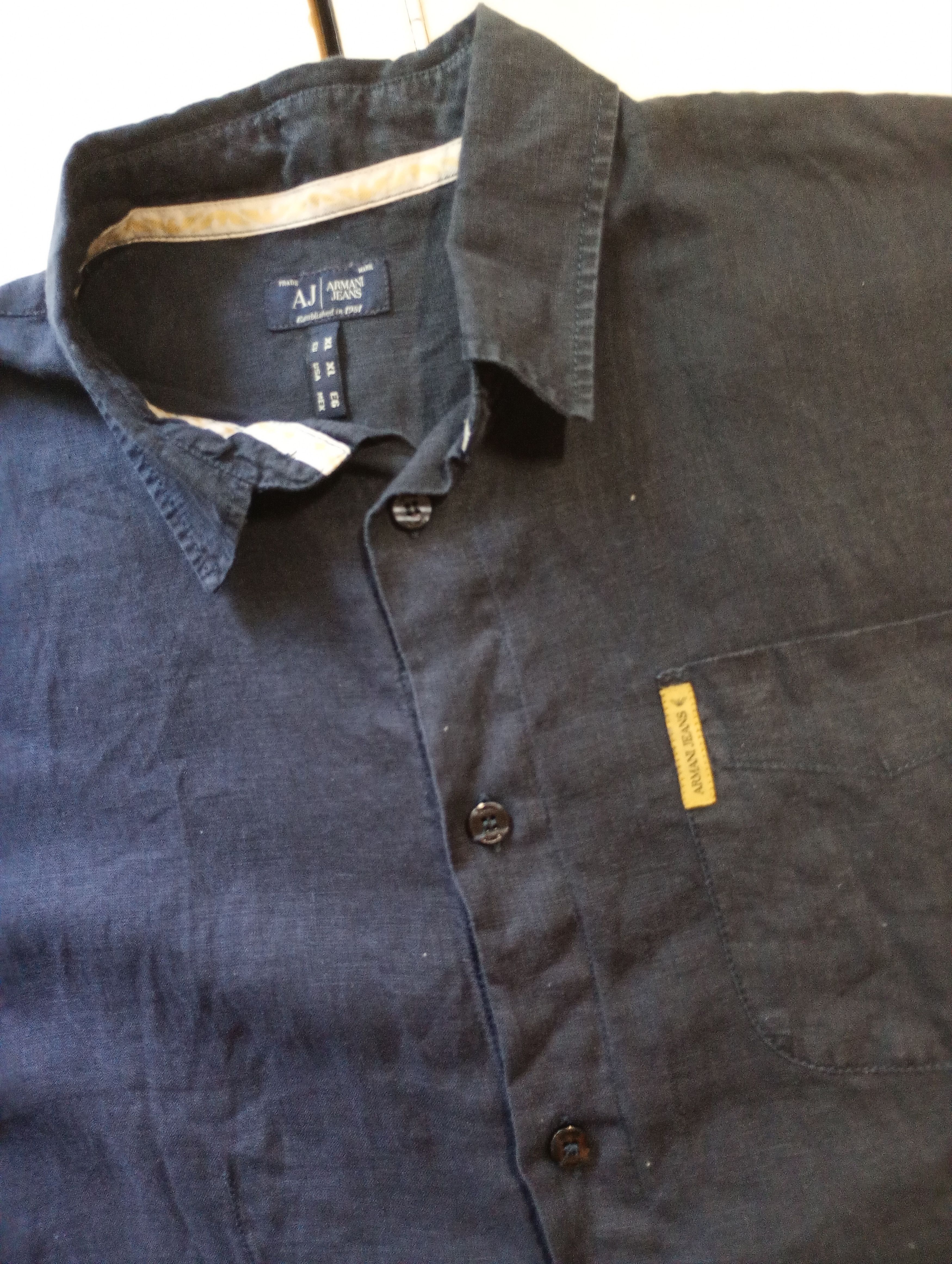 Armani Armani Jeans Linen Shirt Size US XL / EU 56 / 4 - 9 Thumbnail