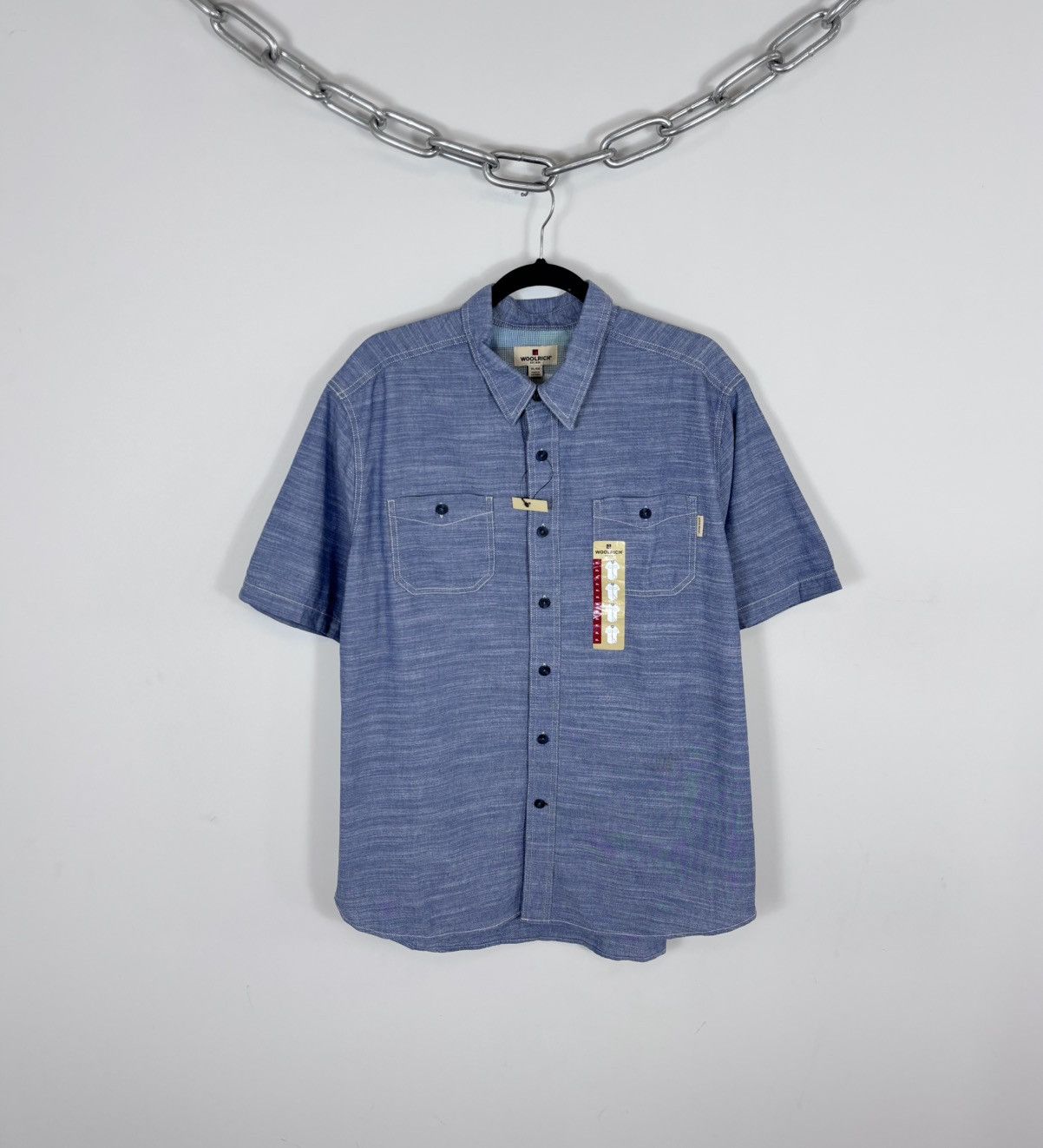 Woolrich Woolen Mills Woolrich NWT Men’s Blue Short Sleeve Shirt Casual Summer Size US XL / EU 56 / 4 - 1 Thumbnail