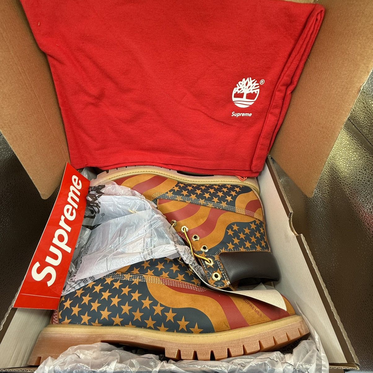Supreme × Timberland Timberland 6" Boot Supreme Stars & Stripes Wheat Men’s Sz 13 Size US 13 / EU 46 - 1 Thumbnail