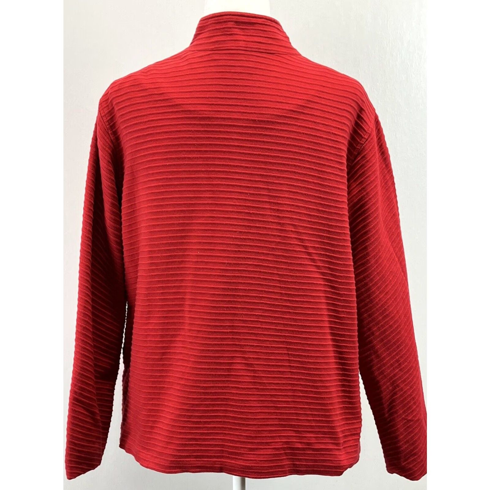 Coldwater Creek Coldwater Creek Jacket Womens 1X Plus Red Lined Button Mock Neck Knit Size XL / US 12-14 / IT 48-50 - 2 Thumbnail