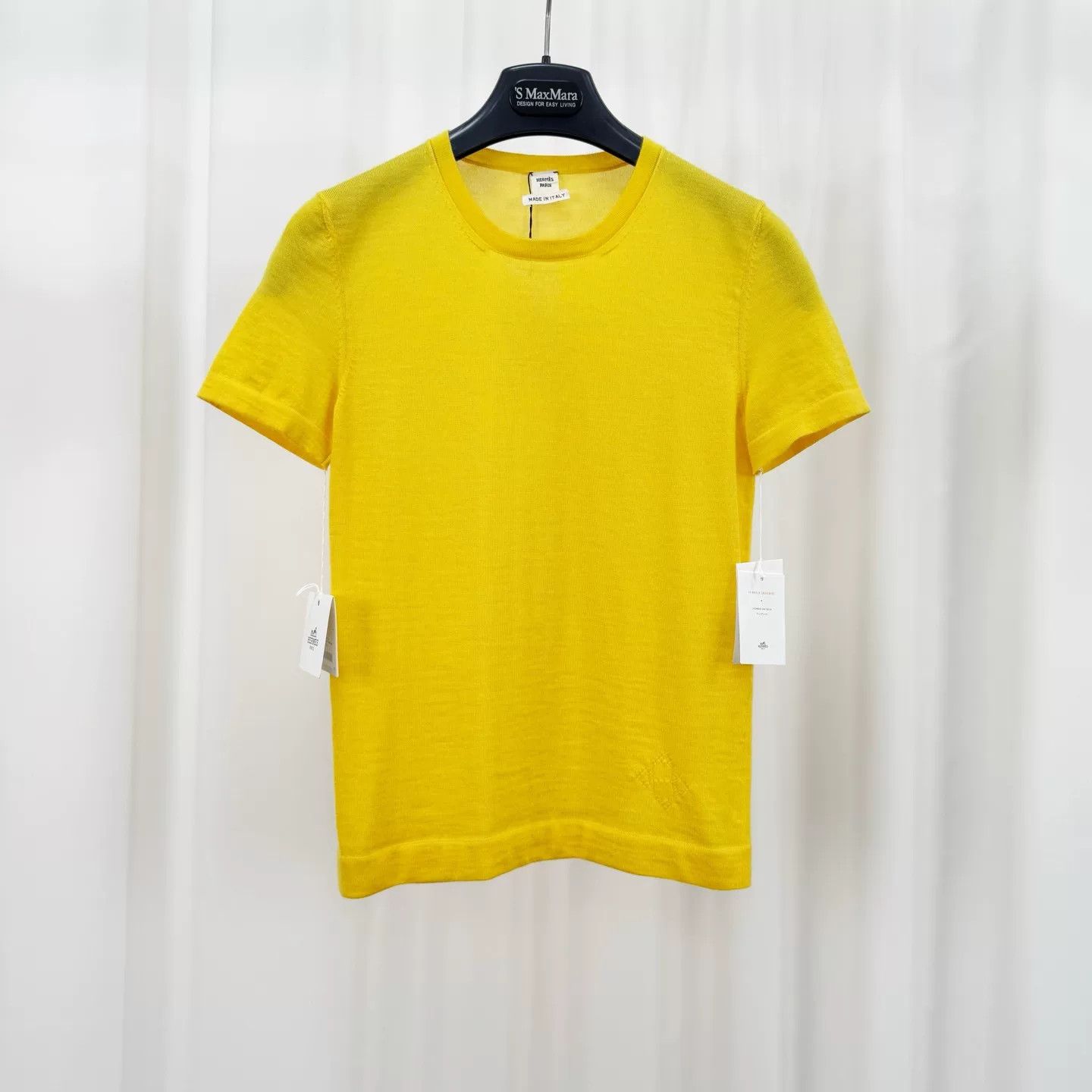 Hermes Hermes Yellow Hollow H Cashmere Knit Tee Size XXS / US 00 / IT 34 - 1 Thumbnail