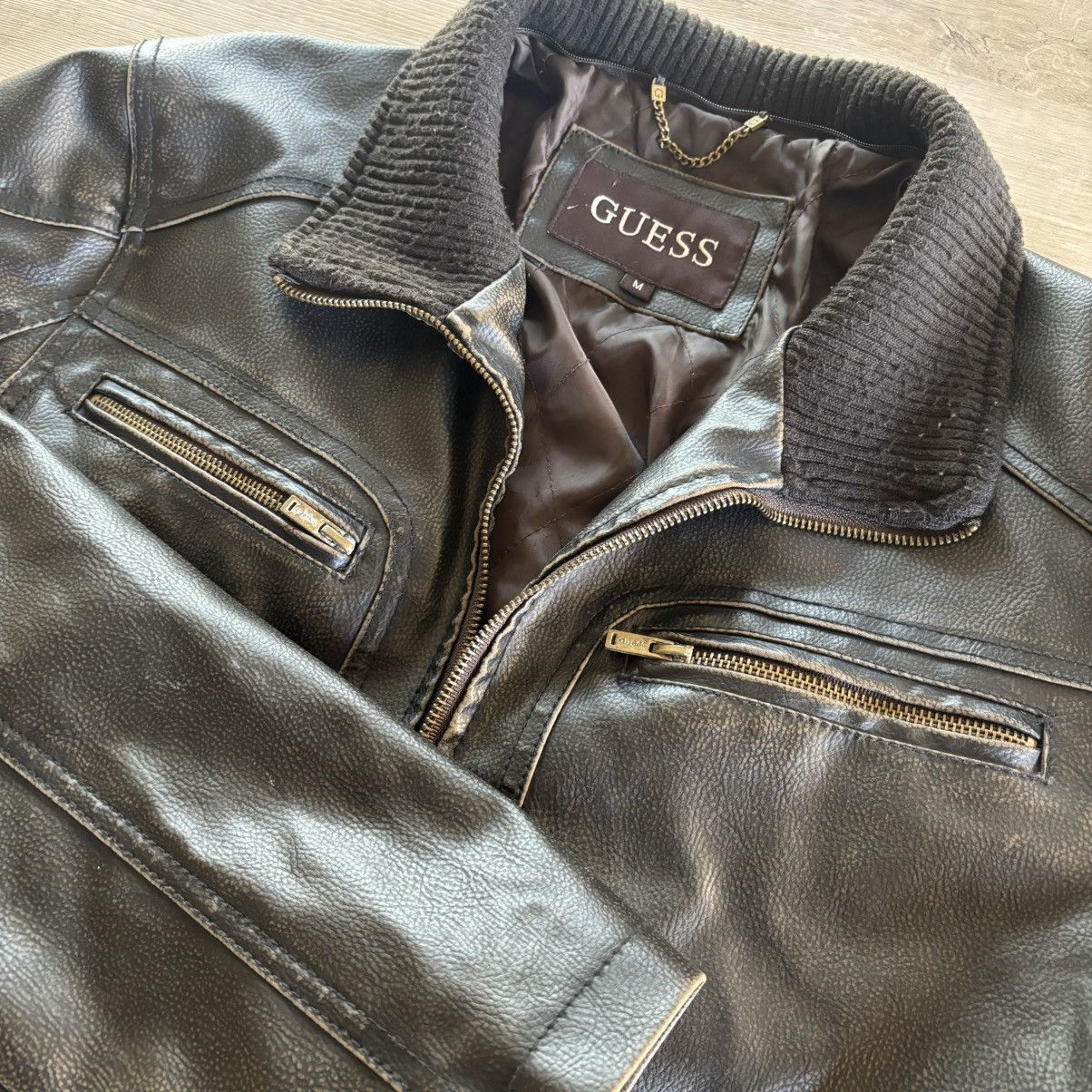 Guess Guess Leather Bomber Jacket Size US M / EU 48-50 / 2 - 3 Thumbnail