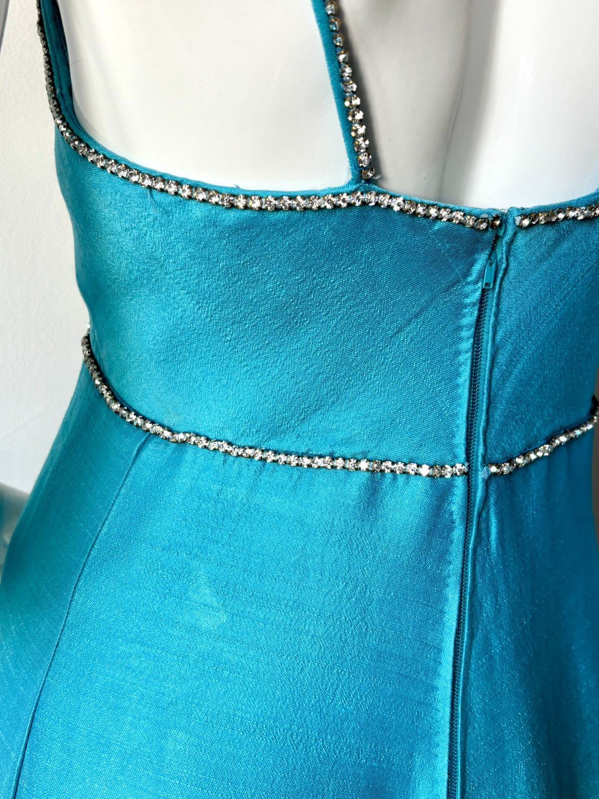 Other Asua blue Vintage Silk dress couture Size S / US 4 / IT 40 - 12 Thumbnail