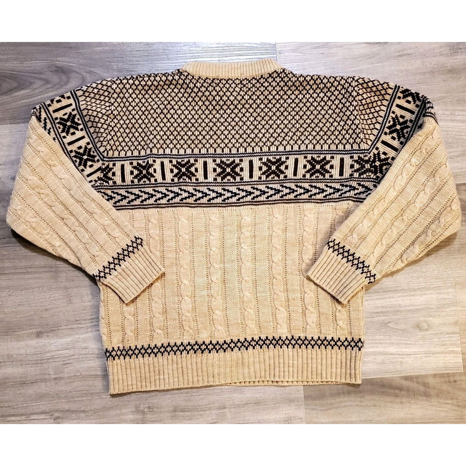 JCPenney VINTAGE JCPenney Sweater Mens Large L 80s Fair Isle Cable Knit Wool Acrylic Pullover VTG Size US L / EU 52-54 / 3 - 2 Thumbnail