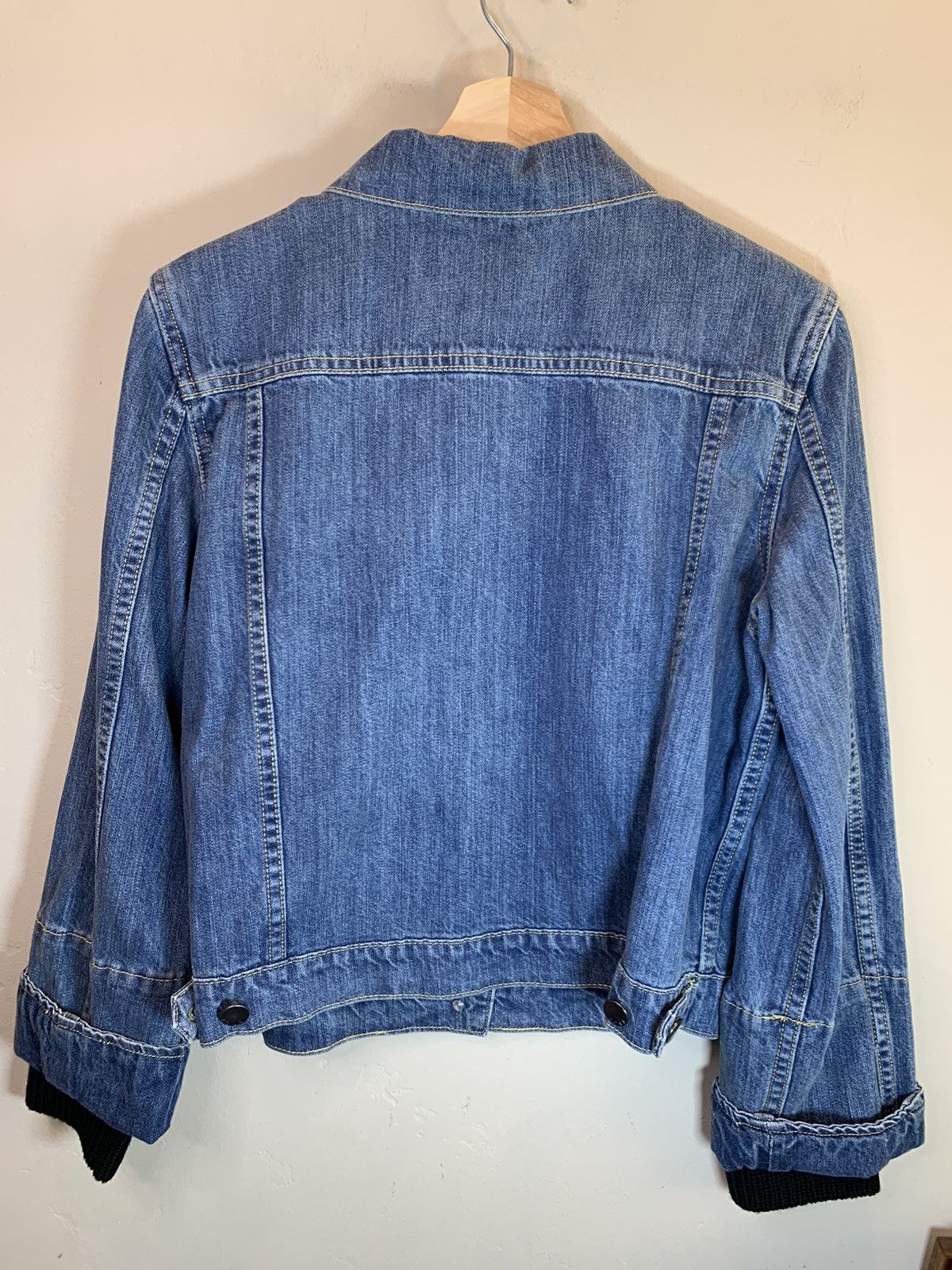 Alice + Olivia × Designer *RARE* New AO.LA Alice + Olivia Wool Layer Cuff Denim Jacket Size M / US 6-8 / IT 42-44 - 2 Thumbnail